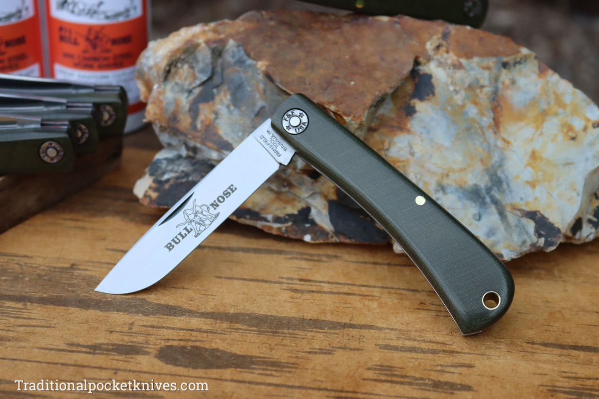 Great Eastern Cutlery #715121 Farm&amp;Field Tool Bull Nose Green Linen Micarta