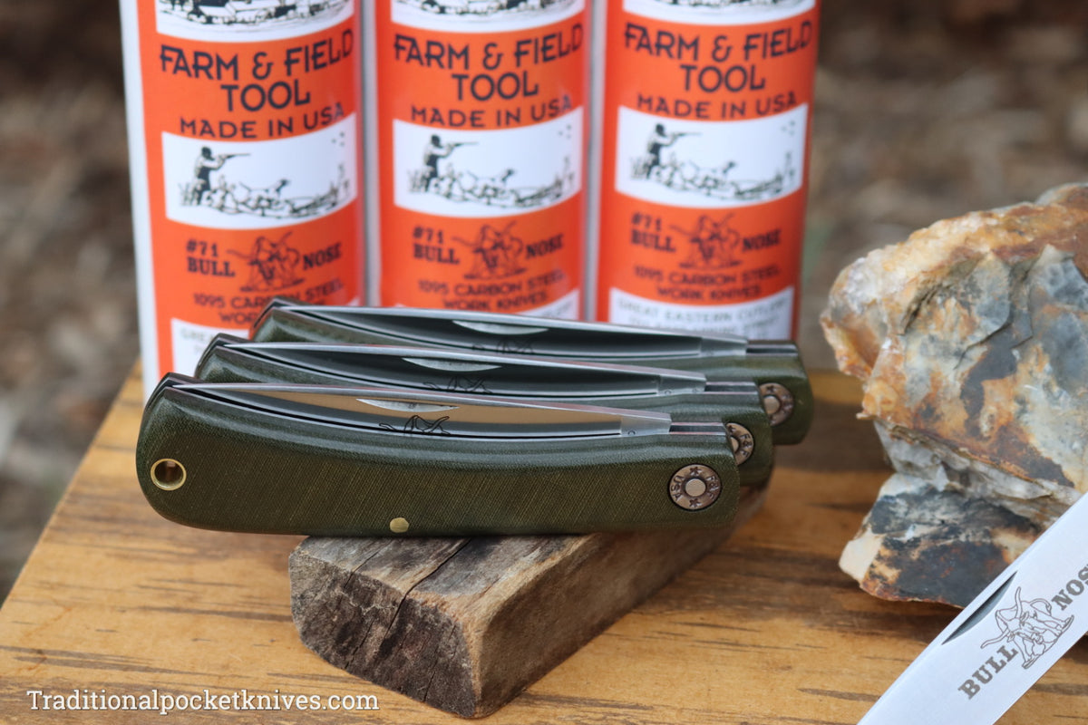 Great Eastern Cutlery #715121 Farm&amp;Field Tool Bull Nose Green Linen Micarta