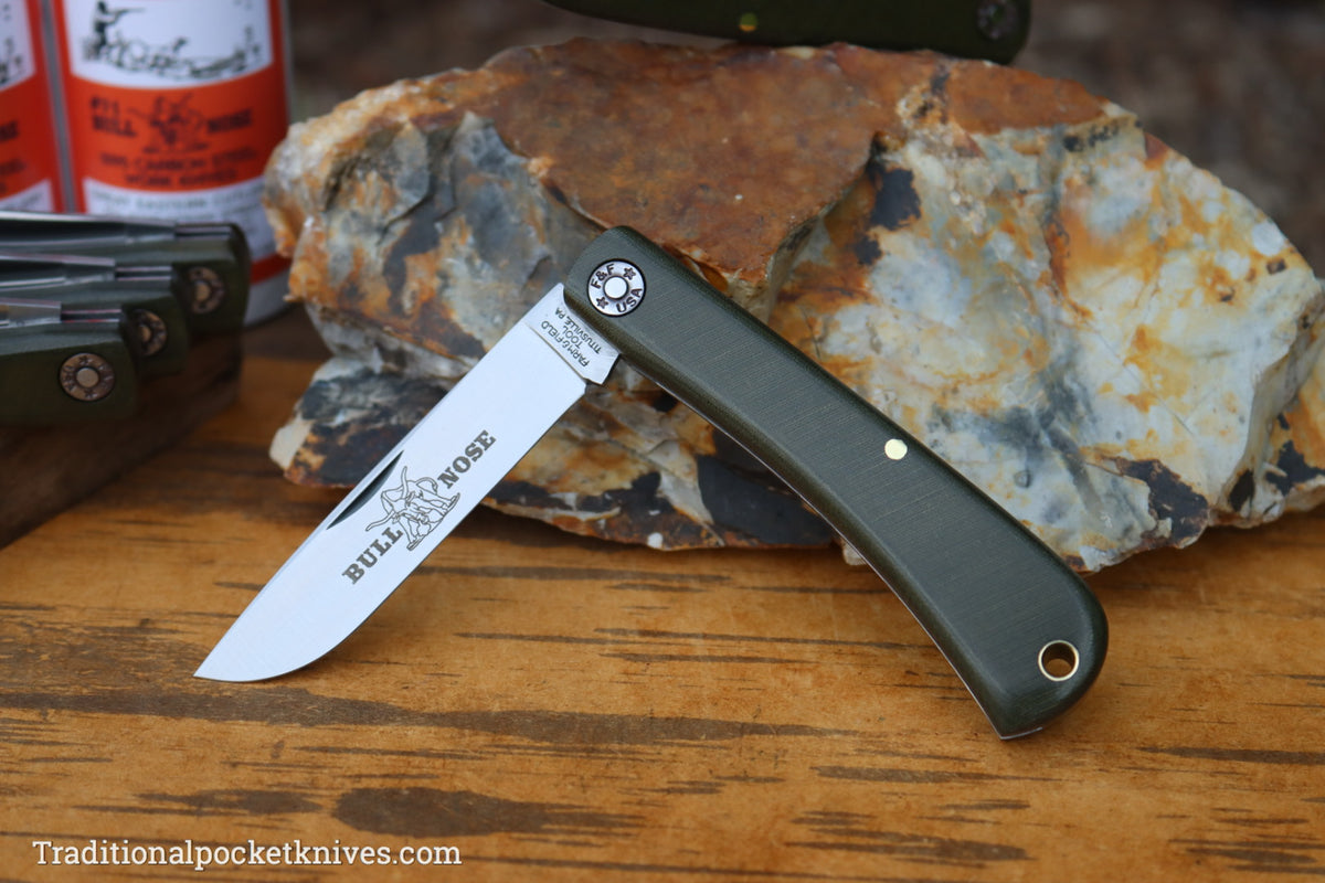 Great Eastern Cutlery #715121 Farm&amp;Field Tool Bull Nose Green Linen Micarta