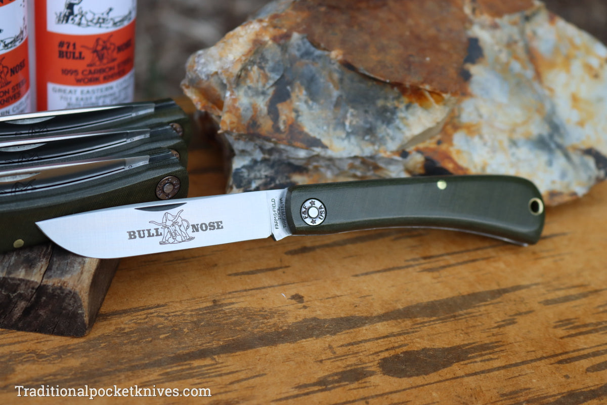 Great Eastern Cutlery #715121 Farm&amp;Field Tool Bull Nose Green Linen Micarta