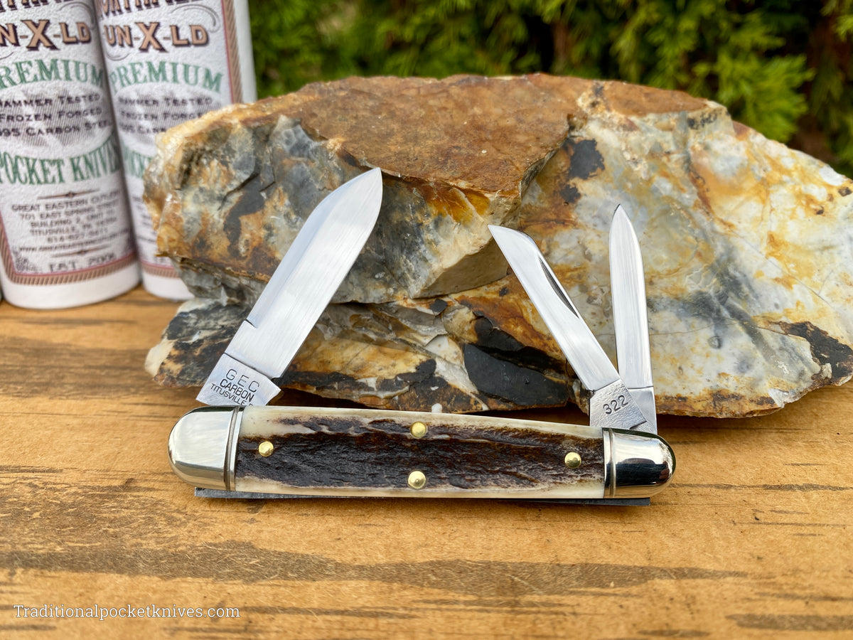 Great Eastern Cutlery #592322 Northfield UNXLD Shaffer Farm Whittler Sambar Stag