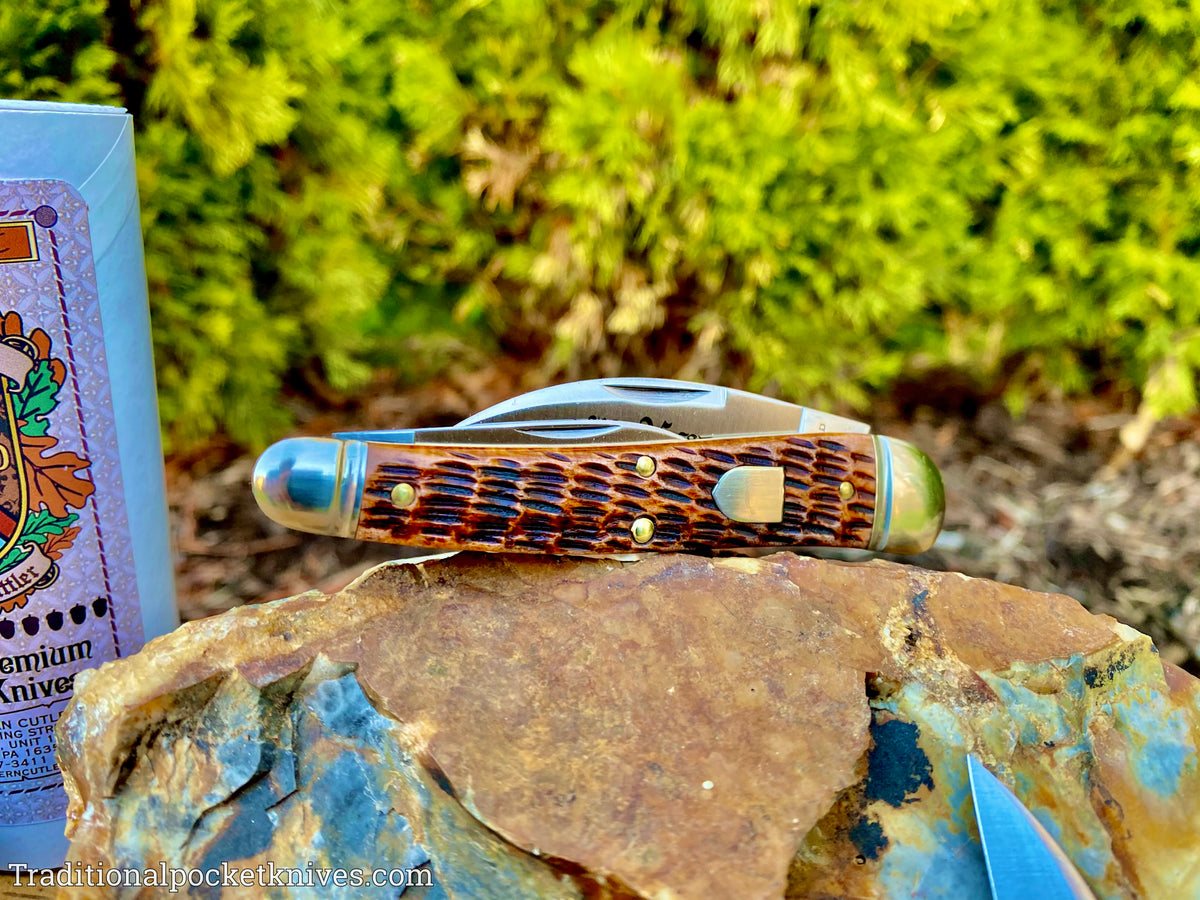 Great Eastern Cutlery #380321 Northfield UNXLD English Whittler Burnt Orange Jigged Bone