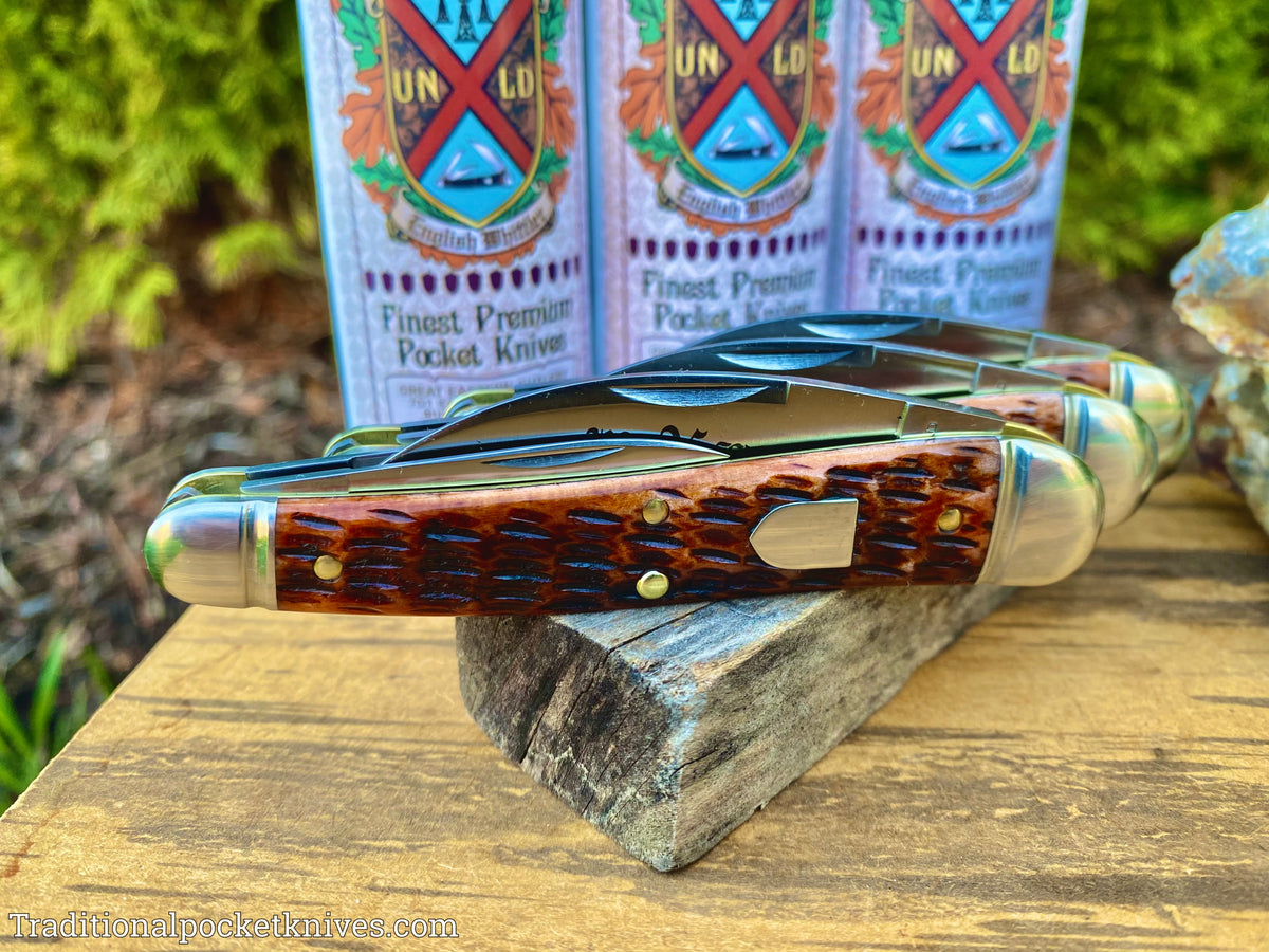 Great Eastern Cutlery #380321 Northfield UNXLD English Whittler Burnt Orange Jigged Bone