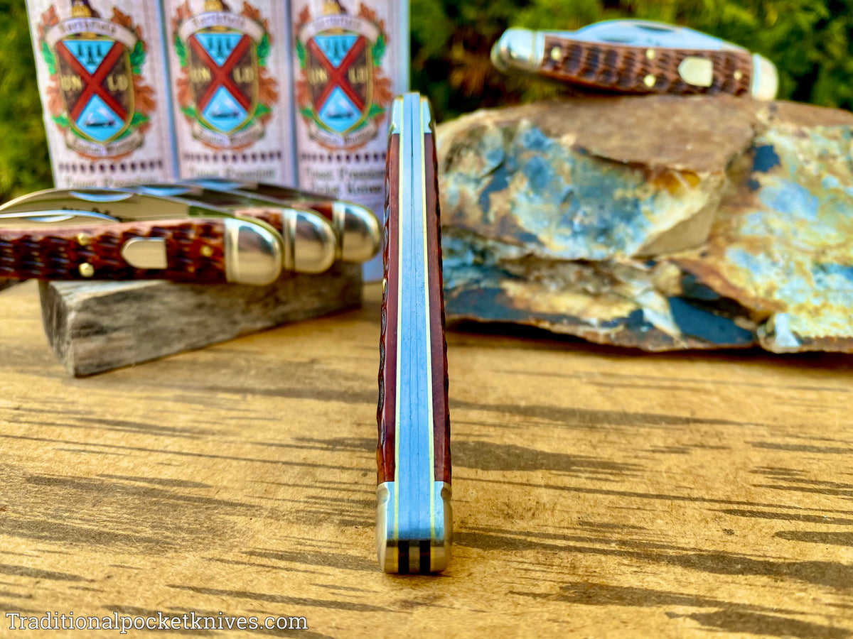 Great Eastern Cutlery #380321 Northfield UNXLD English Whittler Burnt Orange Jigged Bone