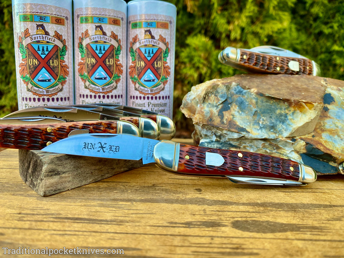 Great Eastern Cutlery #380321 Northfield UNXLD English Whittler Burnt Orange Jigged Bone