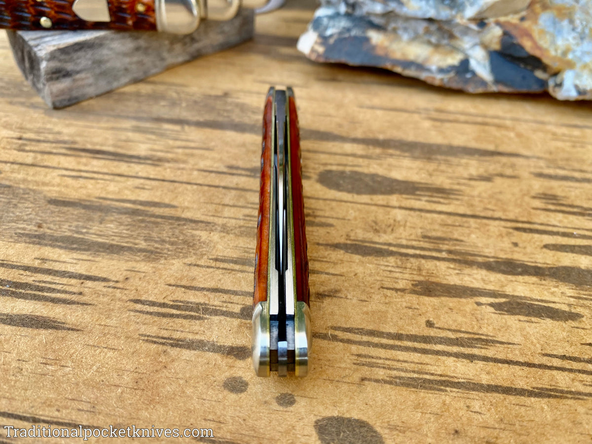 Great Eastern Cutlery #380321 Northfield UNXLD English Whittler Burnt Orange Jigged Bone