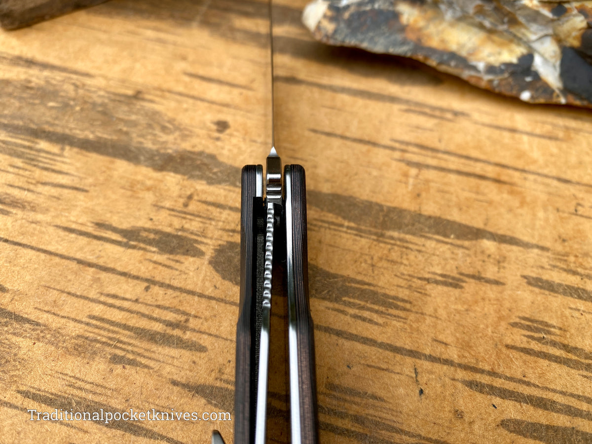QSP Otter Knife QS140-B1 Copper Foil Carbon Fiber S35VN Steel