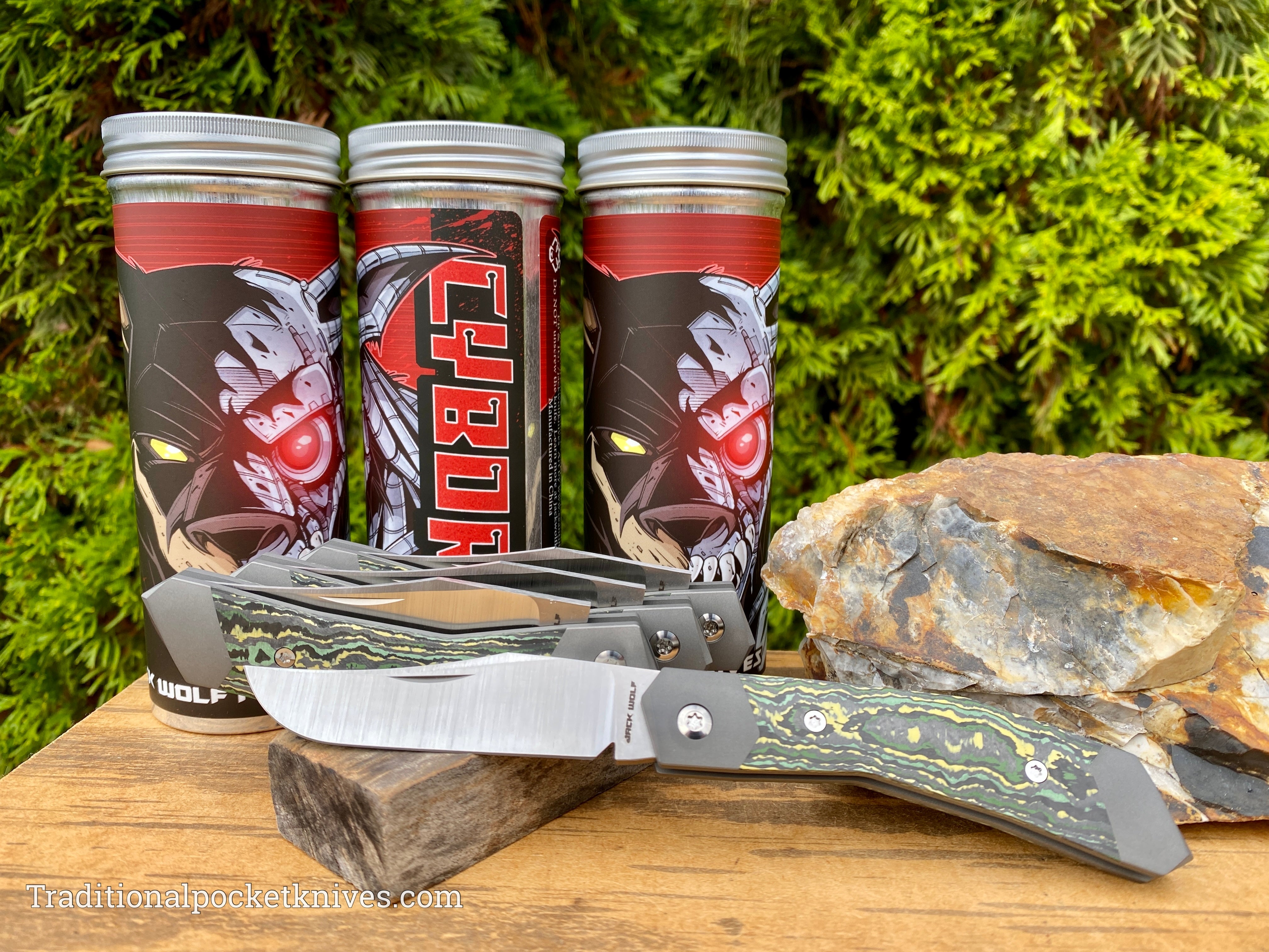 Jack Wolf Knives Cyborg Jack Fat Carbon Toxic Storm - C. Risner