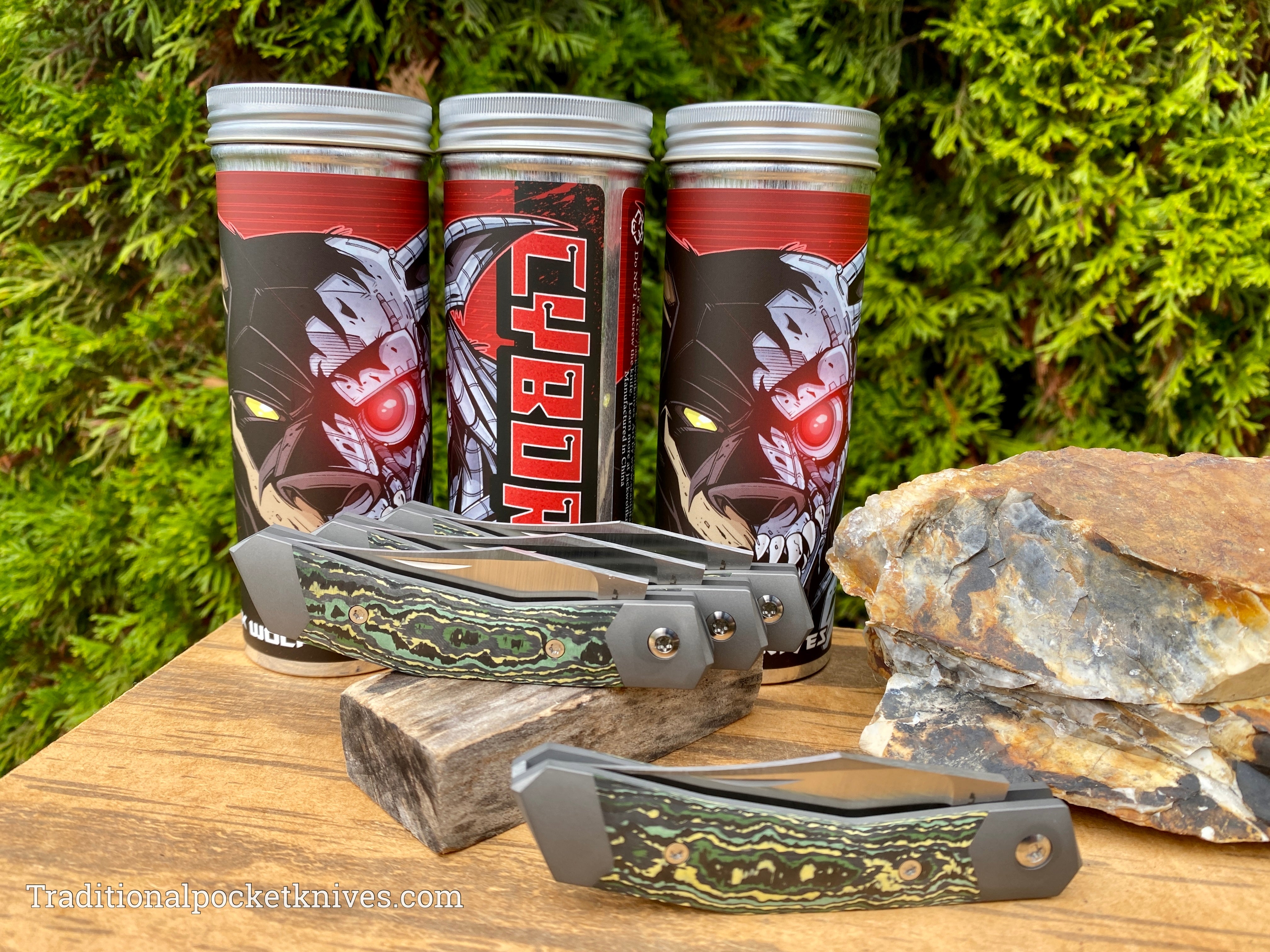 Jack Wolf Knives Cyborg Jack Fat Carbon Toxic Storm - C. Risner