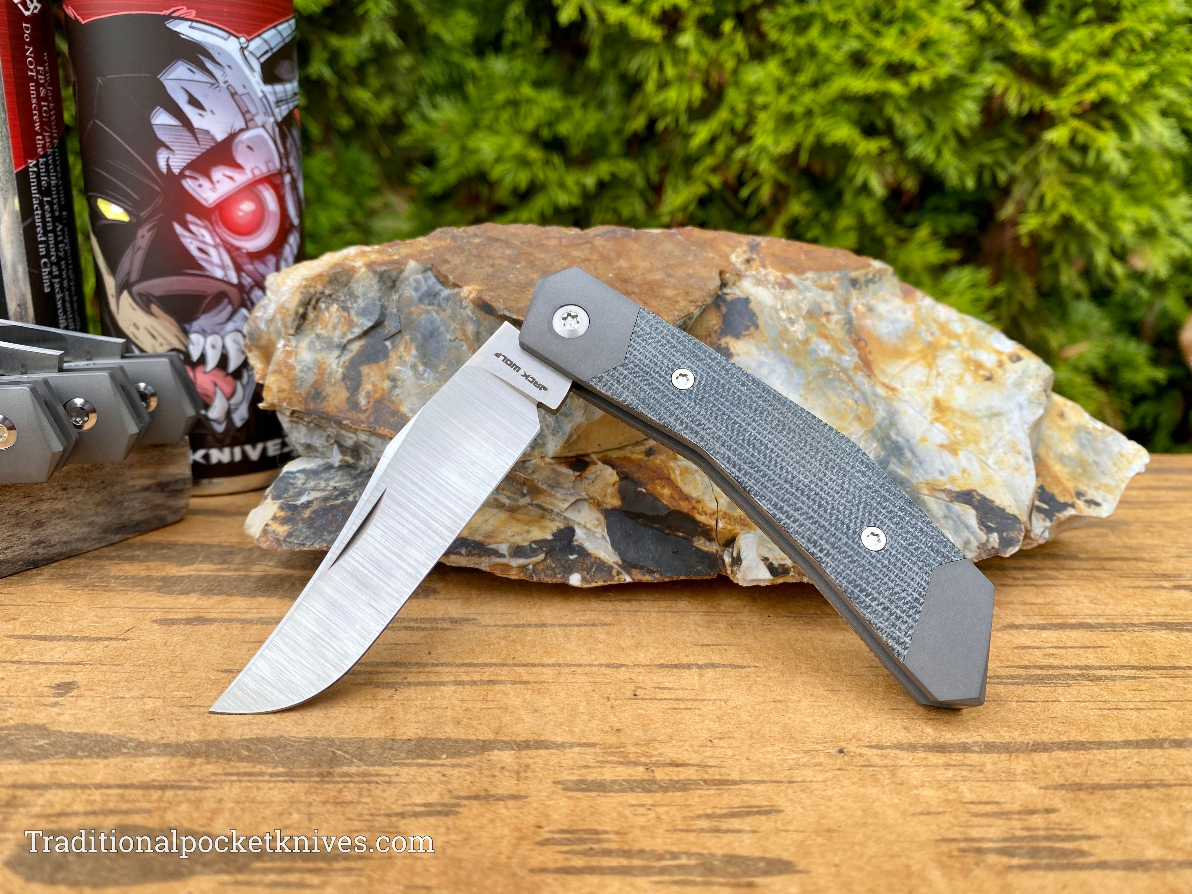 Jack Wolf Knives Cyborg Jack Black Canvas Micarta - C. Risner