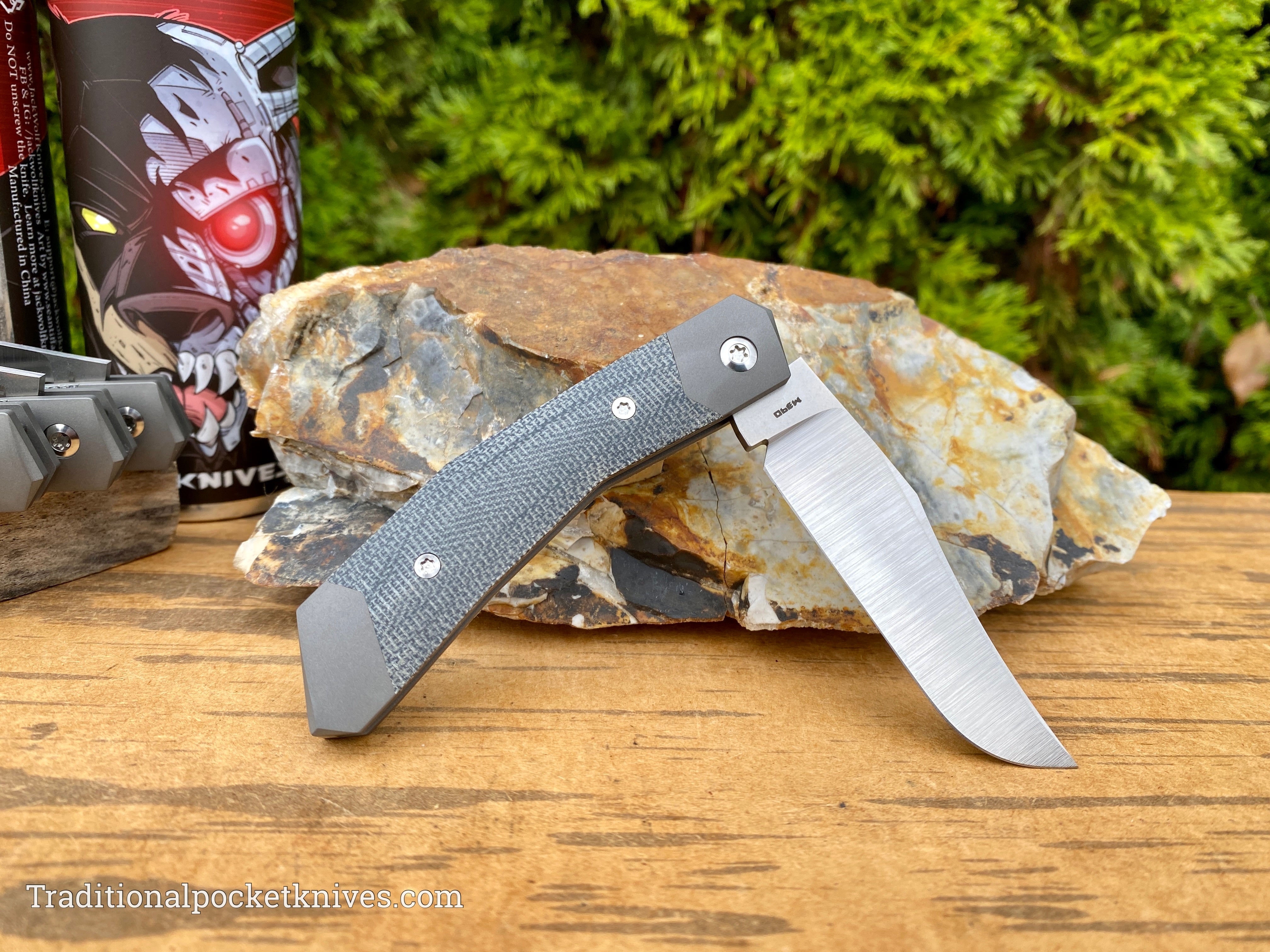 Jack Wolf Knives Cyborg Jack Black Canvas Micarta - C. Risner