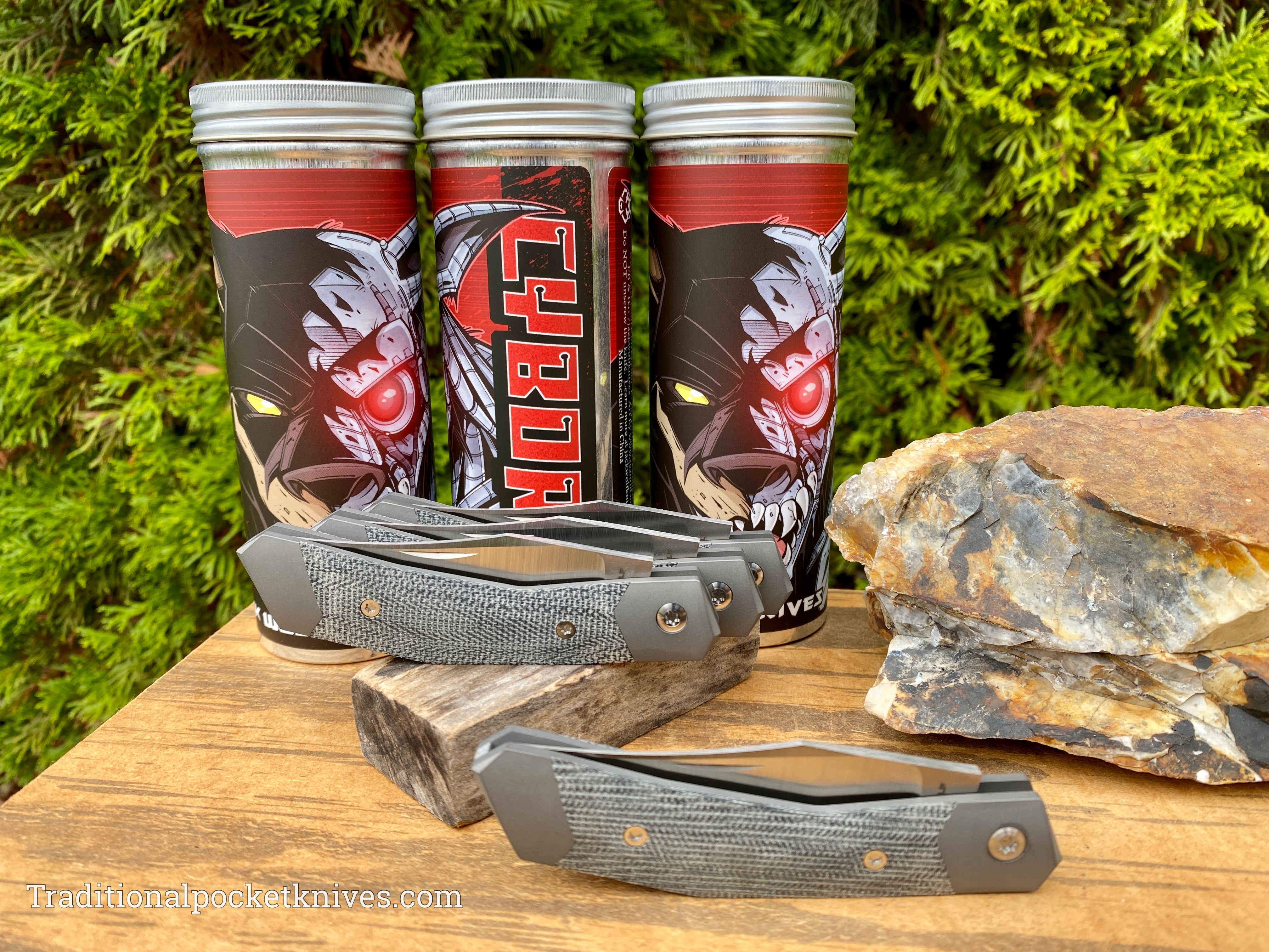 Jack Wolf Knives Cyborg Jack Black Canvas Micarta - C. Risner