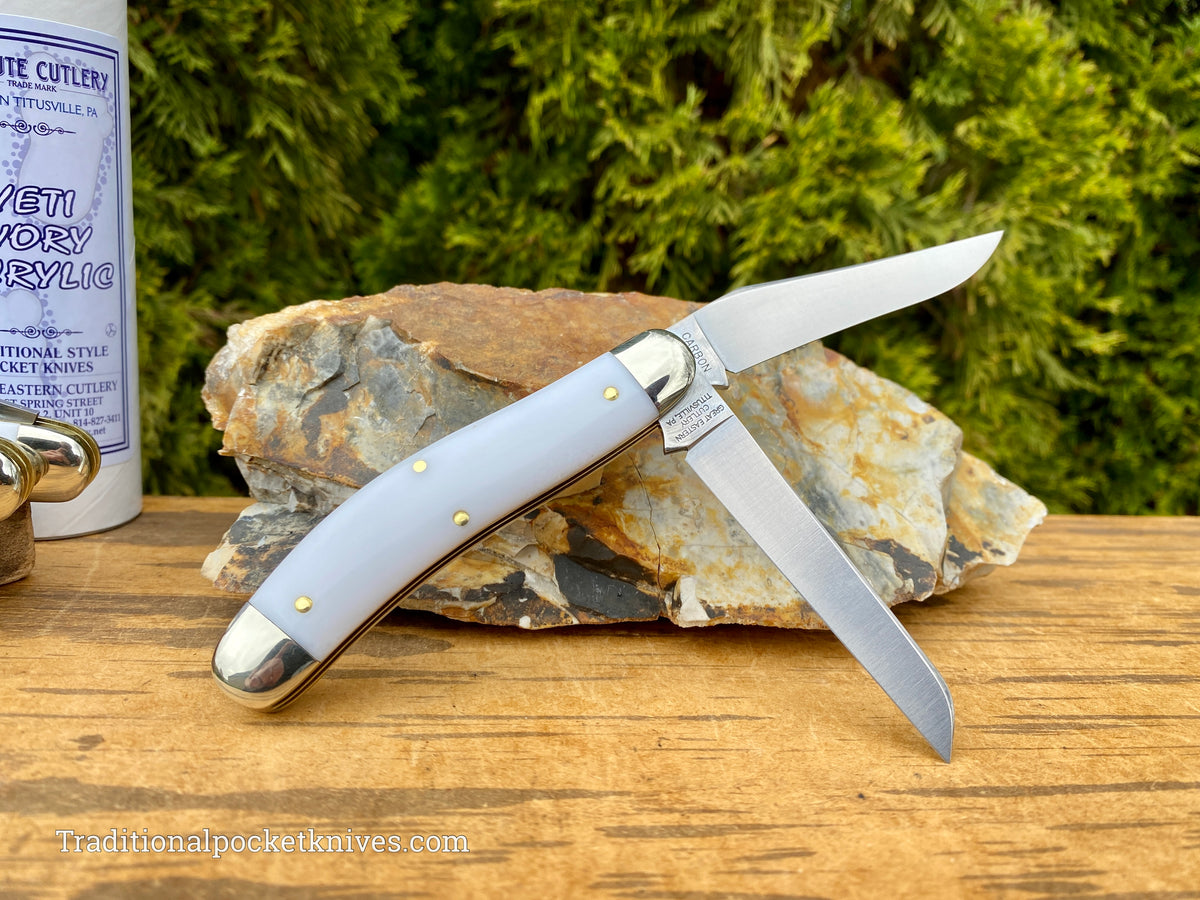 Great Eastern Cutlery #888222 Tidioute Cutlery Bayou Trapper Yeti Ivory Acrylic