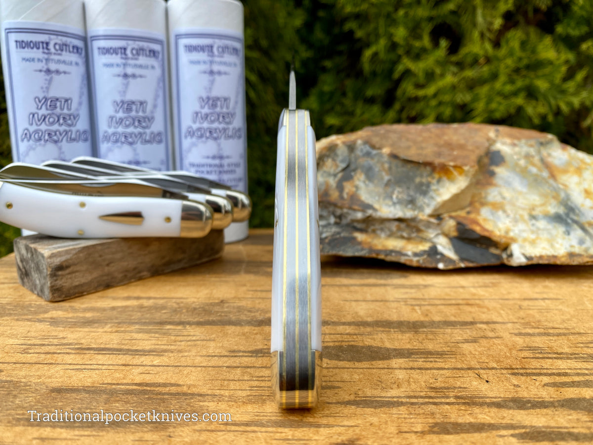 Great Eastern Cutlery #888222 Tidioute Cutlery Bayou Trapper Yeti Ivory Acrylic