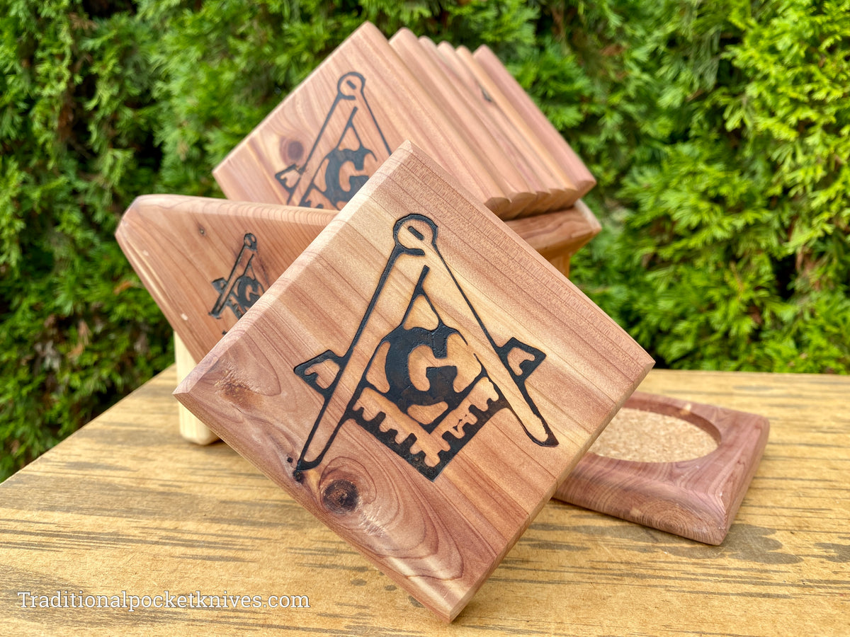 Freemason Coasters - Cedar
