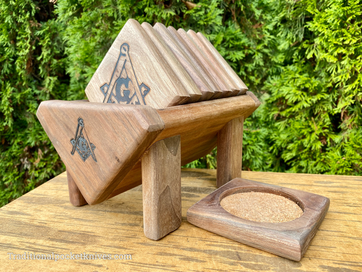 Freemason Coasters - Walnut