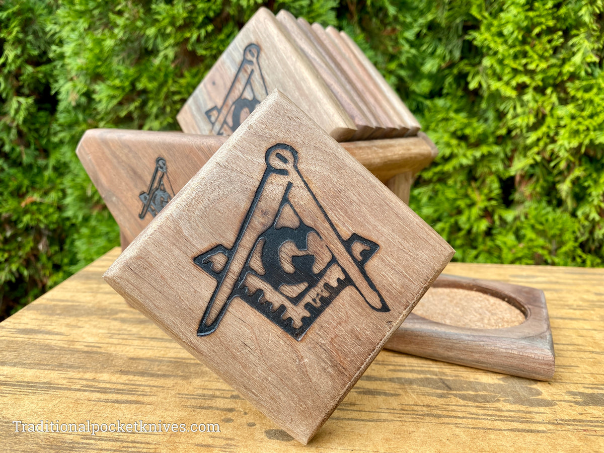 Freemason Coasters - Walnut