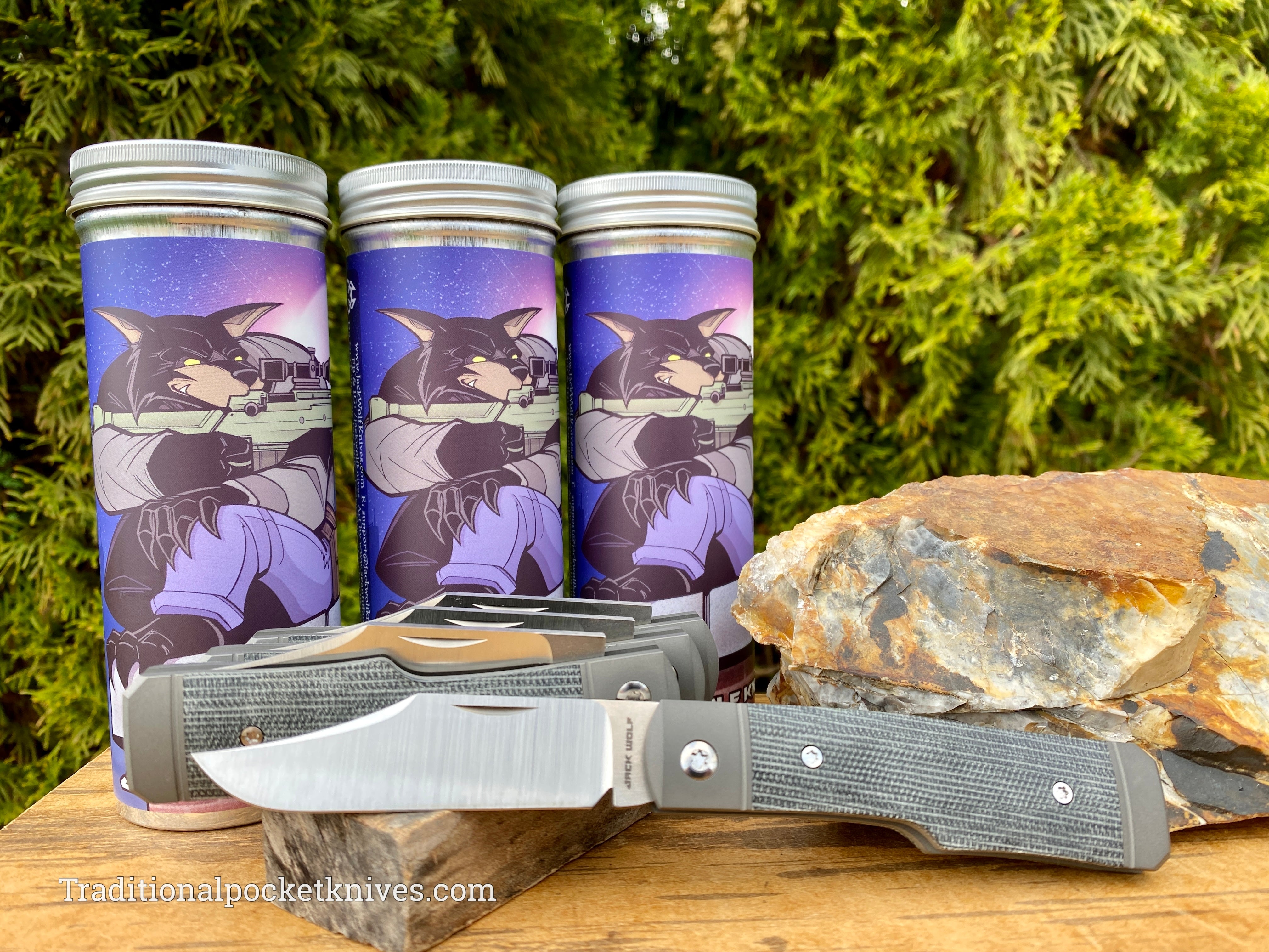 Jack Wolf Knives Sharpshooter Jack Black Canvas Micarta - C