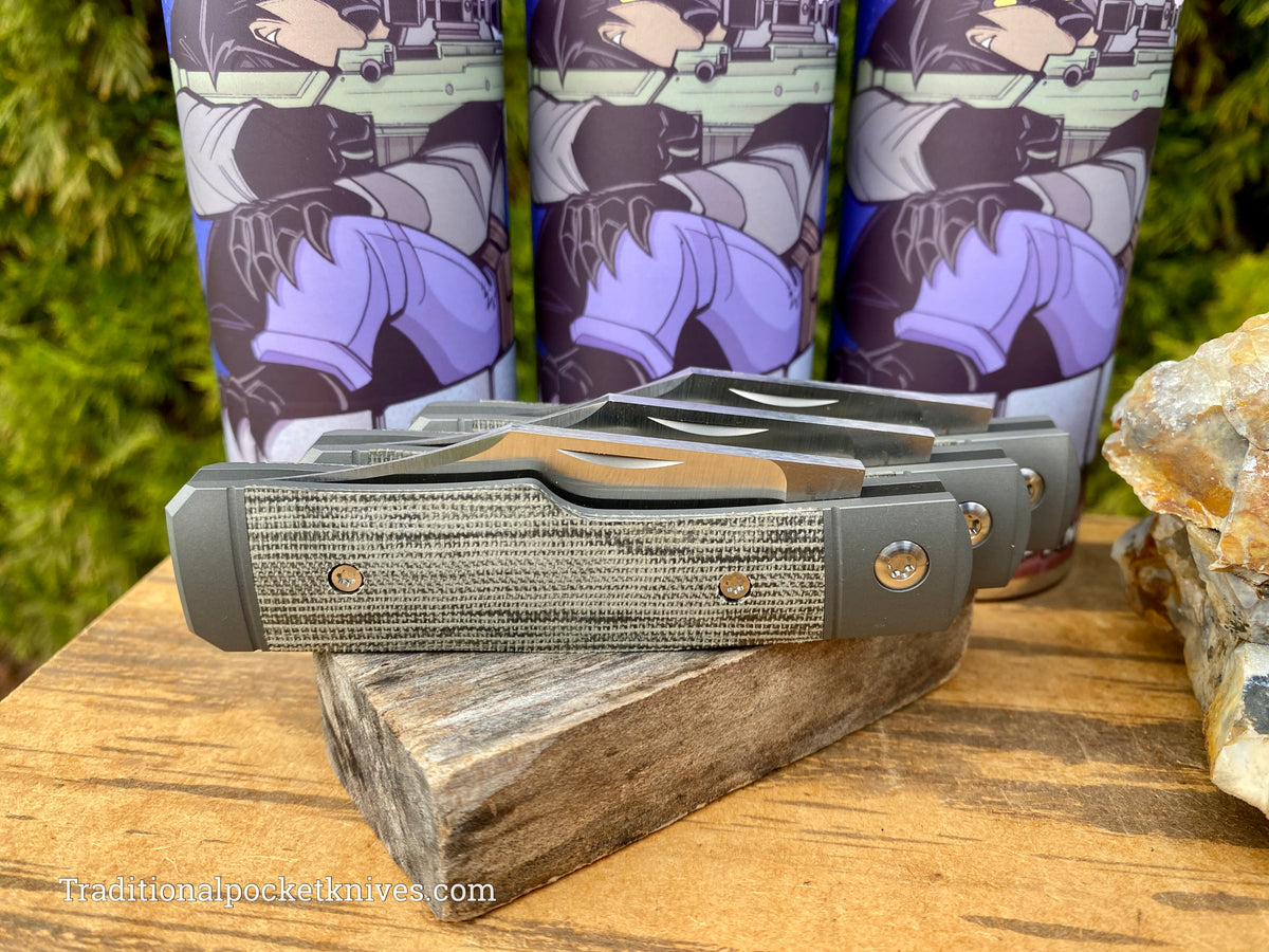 Jack Wolf Knives Sharpshooter Jack Green Canvas Micarta