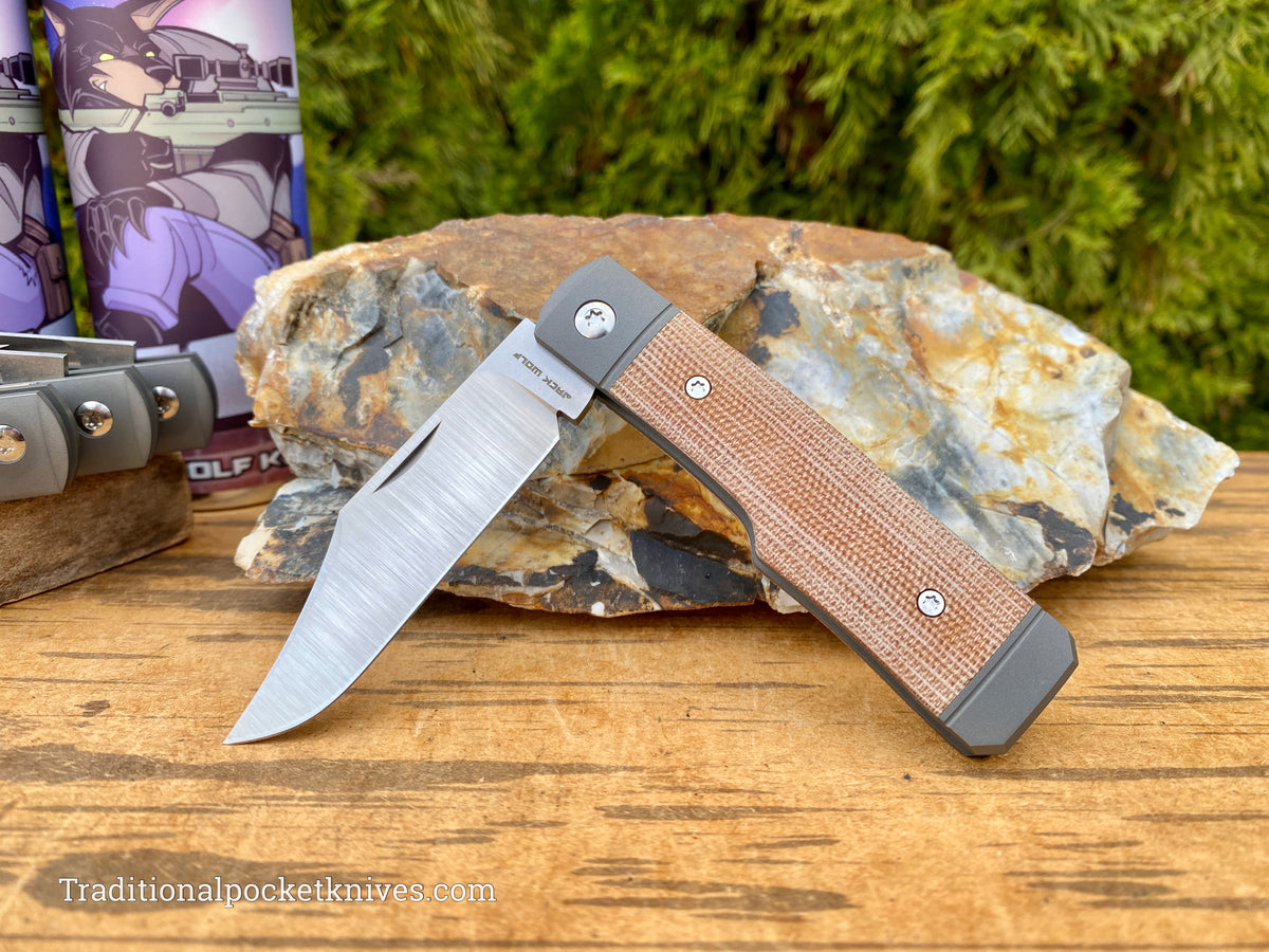 Jack Wolf Knives Sharpshooter Jack Natural Canvas Micarta