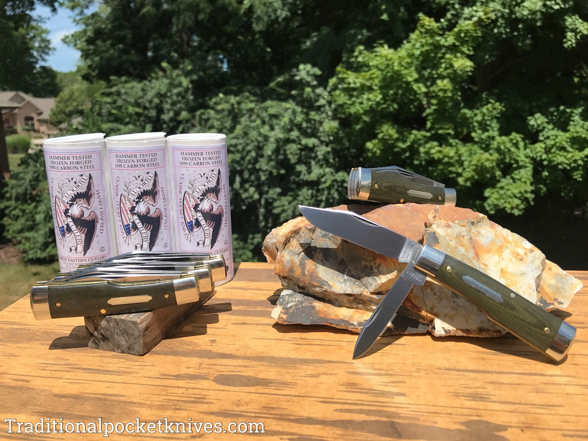 Great Eastern Cutlery #441218 Tidioute Cutlery Buffalo Jack OD Green Linen Micarta