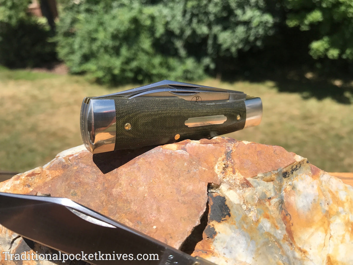 Great Eastern Cutlery #441218 Tidioute Cutlery Buffalo Jack OD Green Linen Micarta