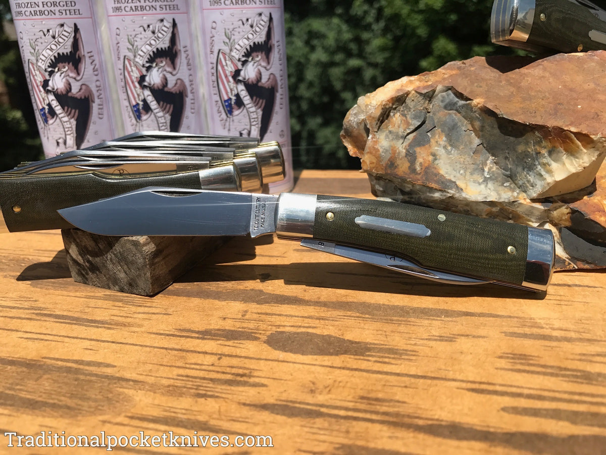 Great Eastern Cutlery #441218 Tidioute Cutlery Buffalo Jack OD Green Linen Micarta