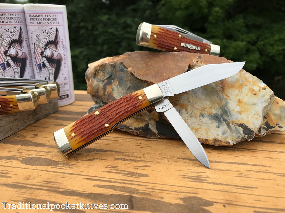 Great Eastern Cutlery #441218 Tidioute Cutlery Buffalo Jack Goldenrod Jigged Bone