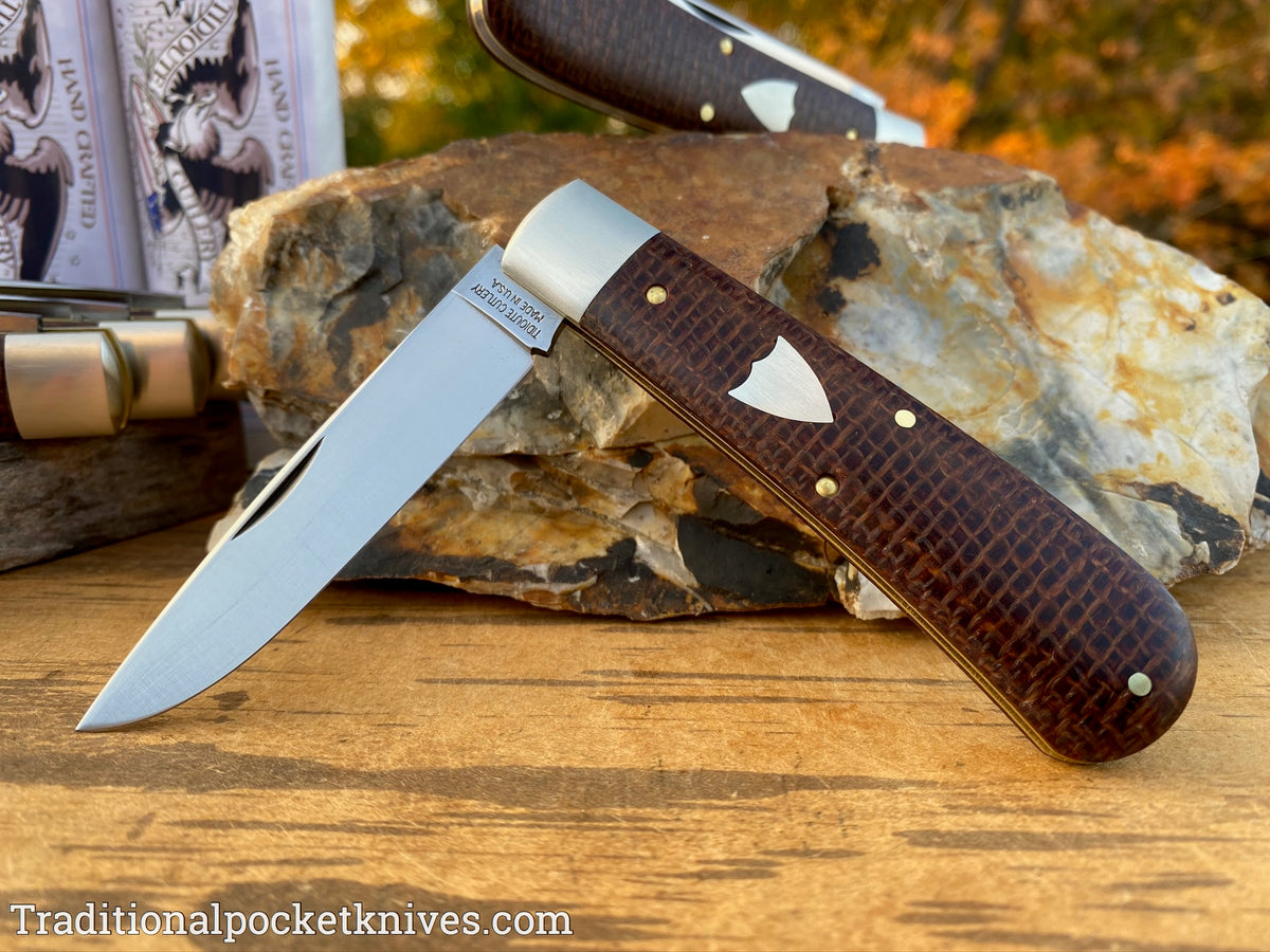 Great Eastern Cutlery #745120 Tidioute Cutlery Mustang Brown Burlap Micarta