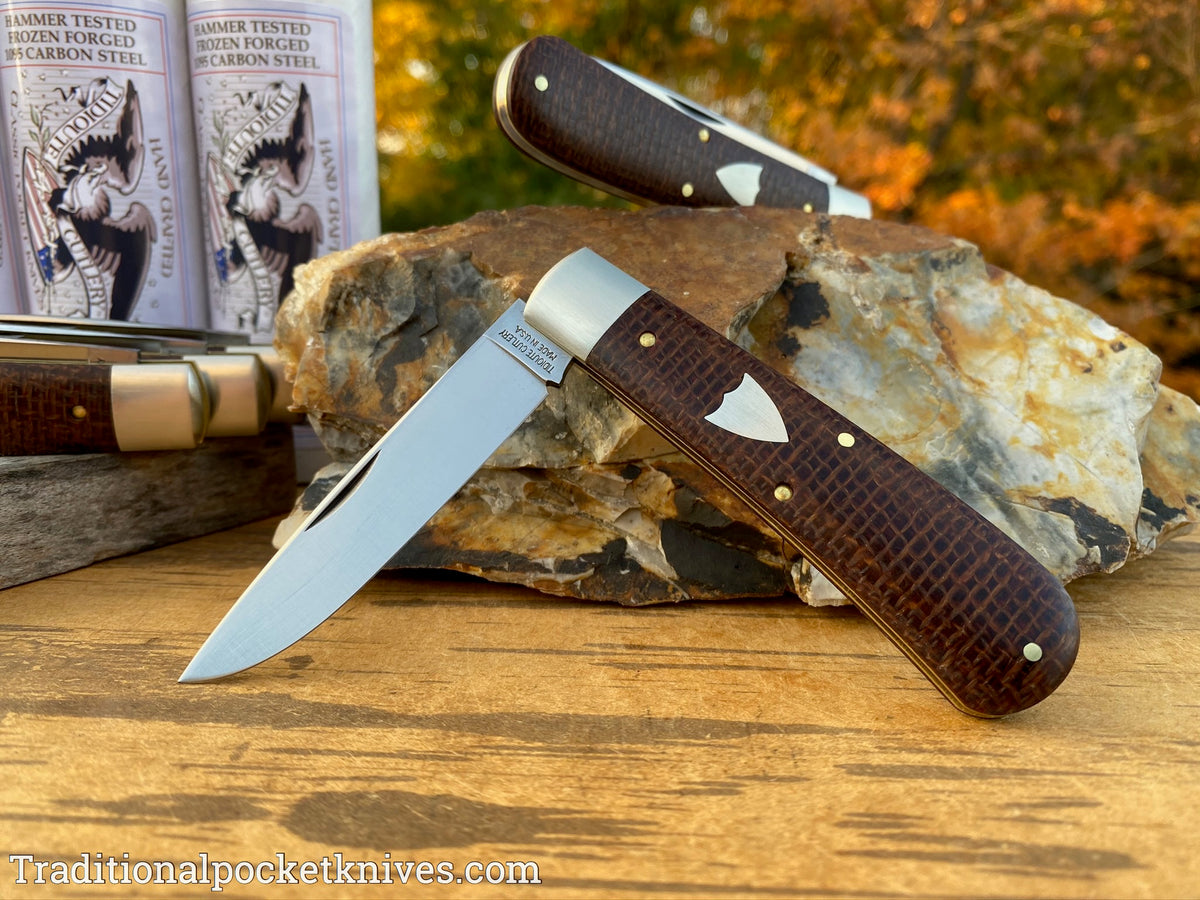 Great Eastern Cutlery #745120 Tidioute Cutlery Mustang Brown Burlap Micarta