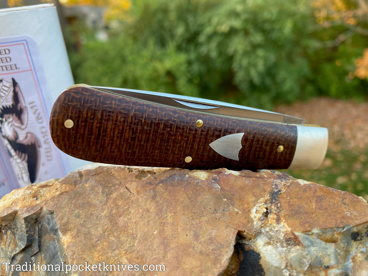 Great Eastern Cutlery #745120 Tidioute Cutlery Mustang Brown Burlap Micarta
