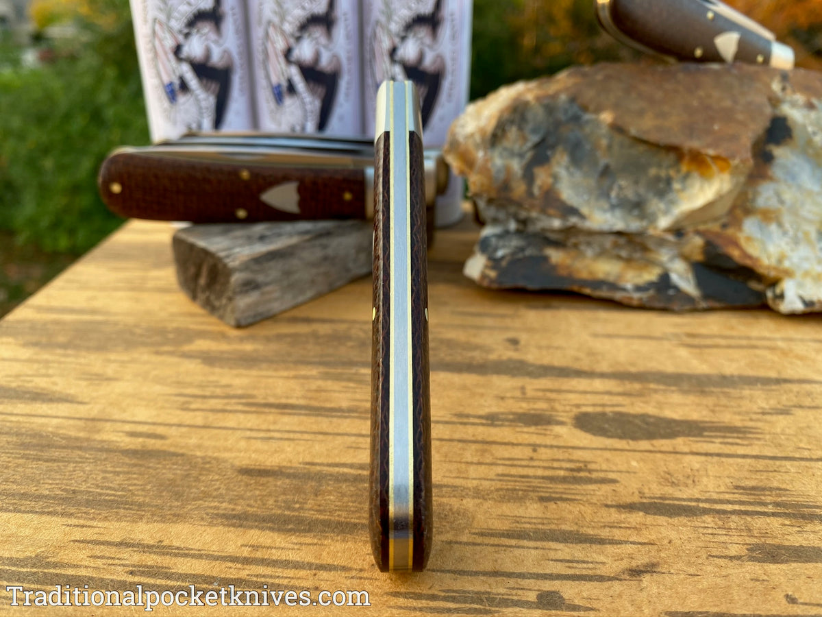 Great Eastern Cutlery #745120 Tidioute Cutlery Mustang Brown Burlap Micarta