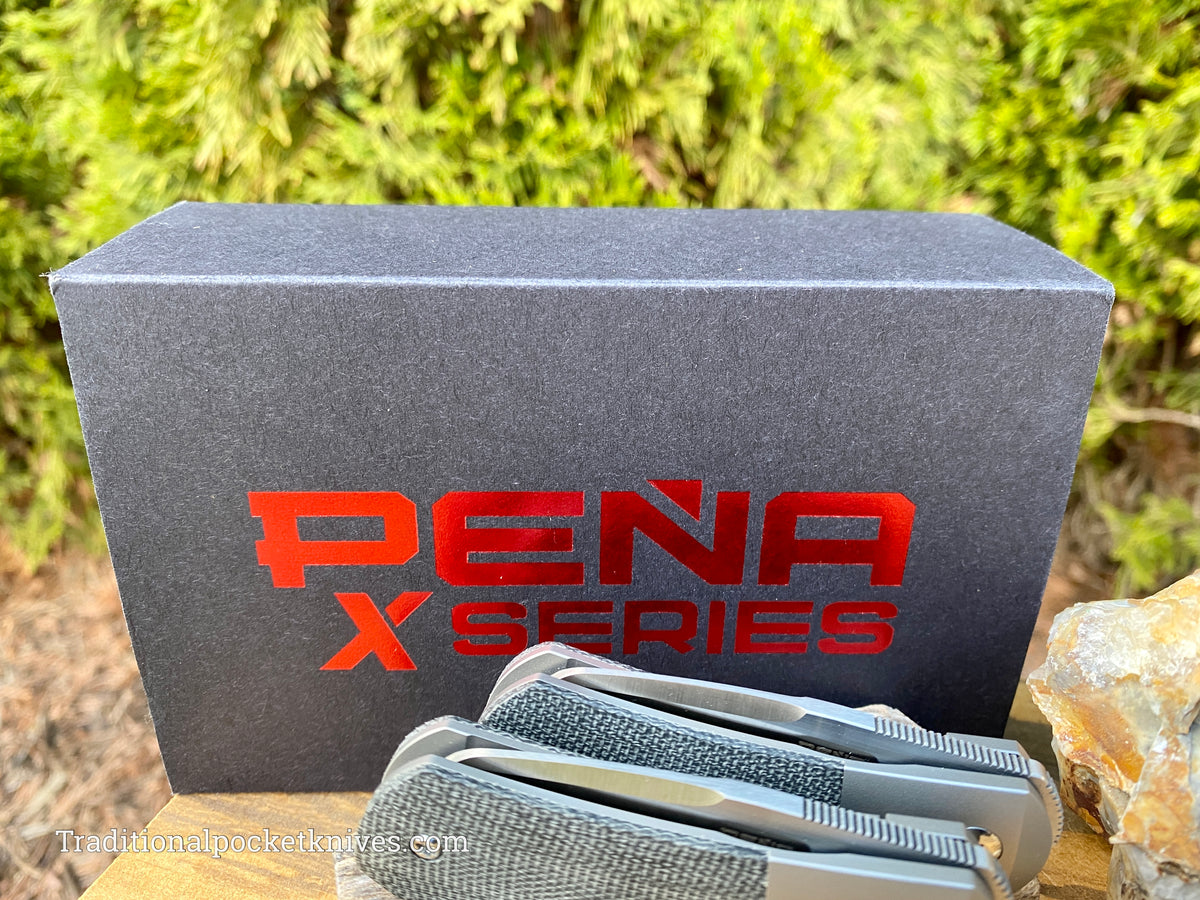 Pena Knives X Series Micro Apache Front Flipper Black Canvas Micarta