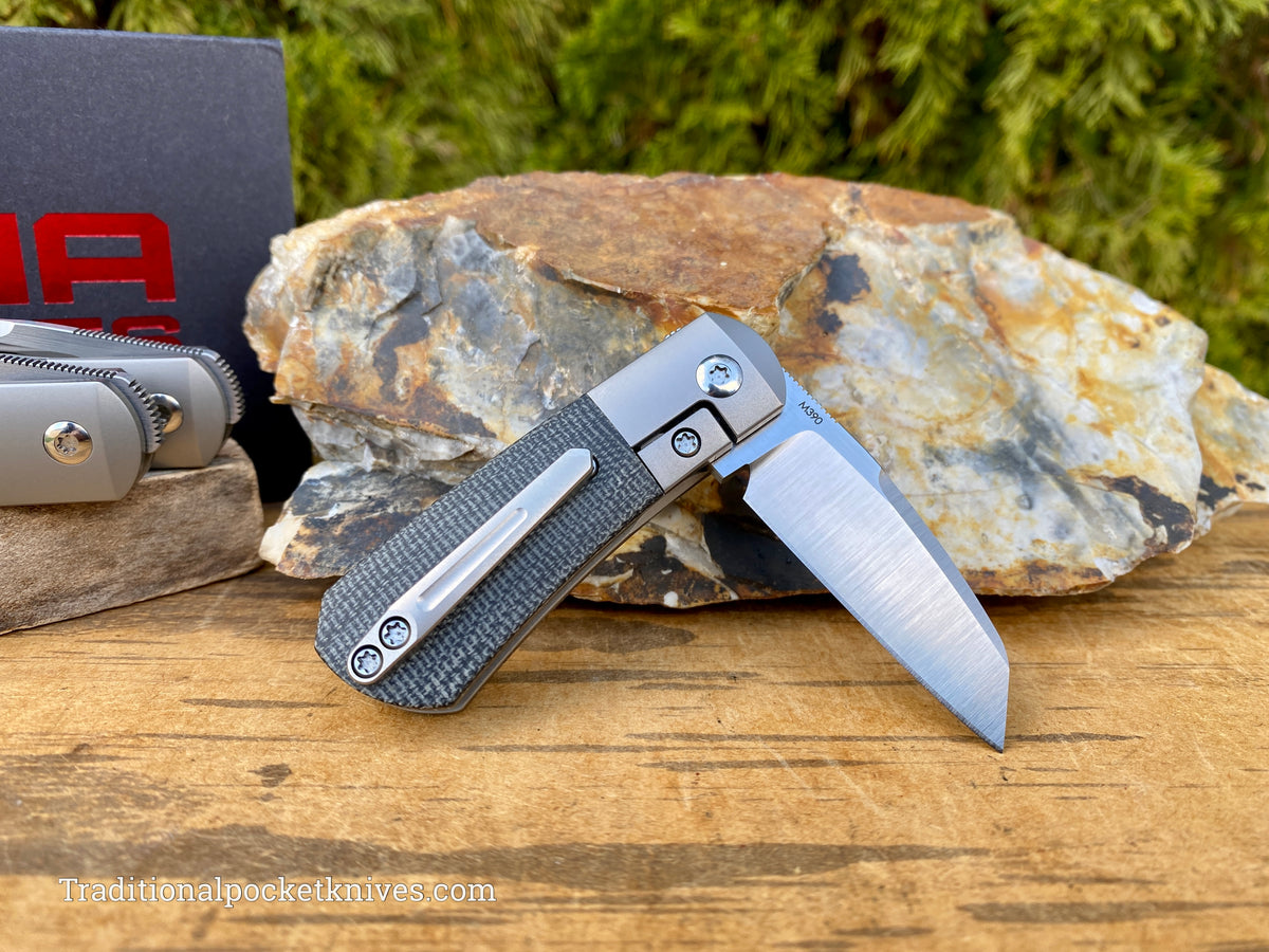 Pena Knives X Series Micro Apache Front Flipper Black Canvas Micarta