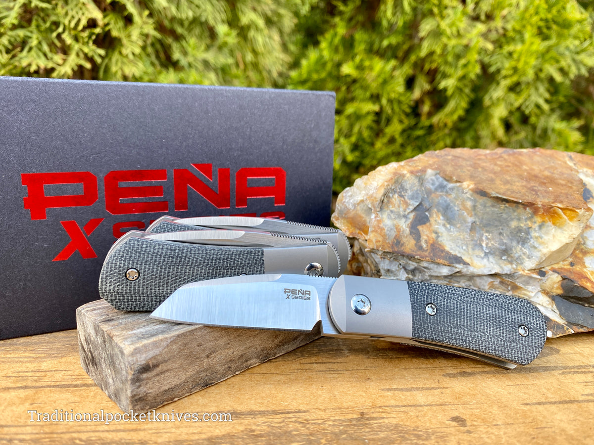 Pena Knives X Series Micro Apache Front Flipper Black Canvas Micarta