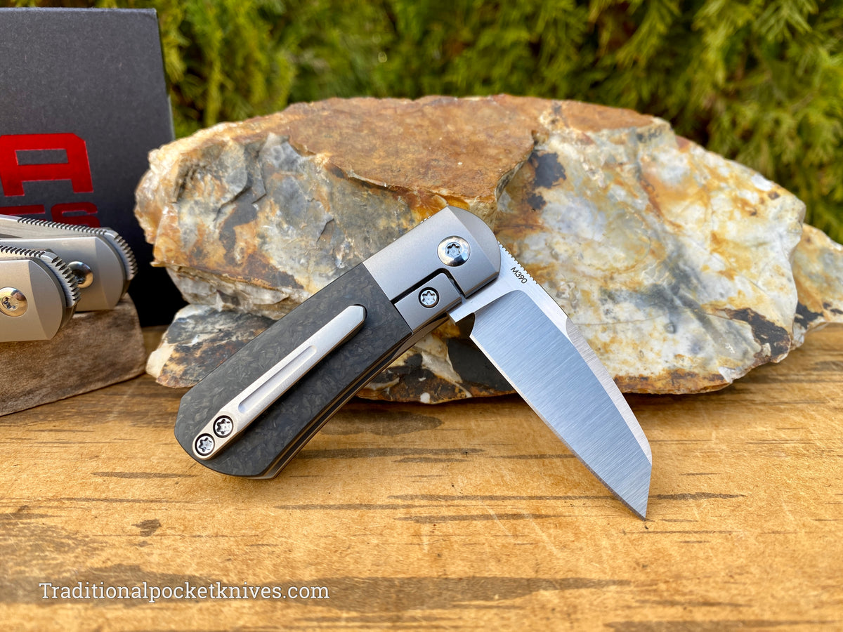 Pena Knives X Series Micro Apache Front Flipper Marble Carbon Fiber