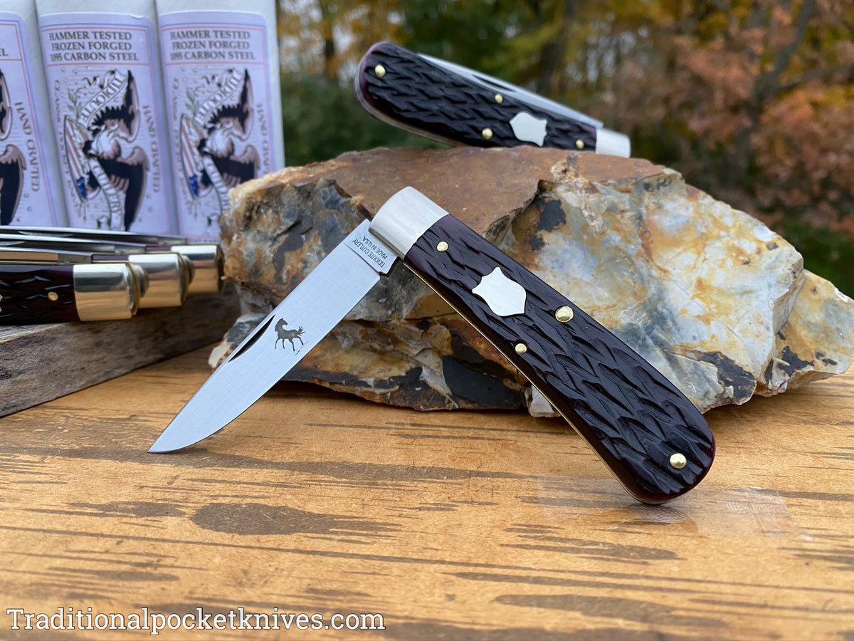 Great Eastern Cutlery #745120 Tidioute Cutlery Mustang Black Plum Jigged Bone