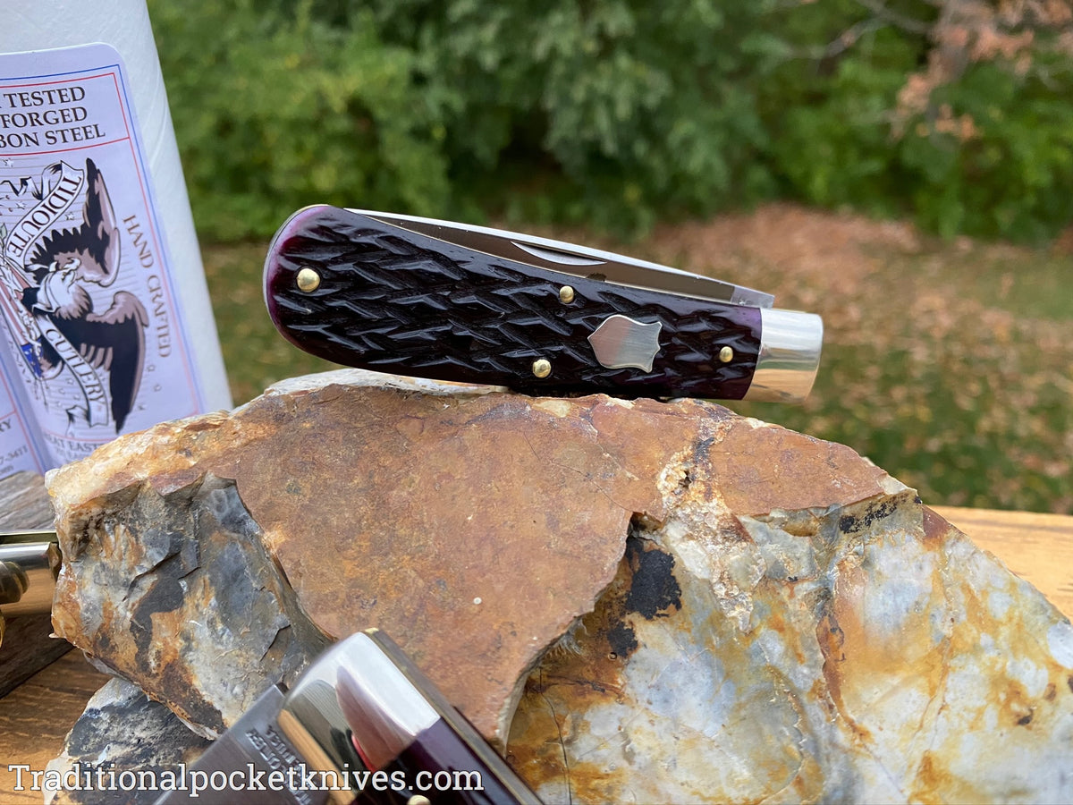 Great Eastern Cutlery #745120 Tidioute Cutlery Mustang Black Plum Jigged Bone