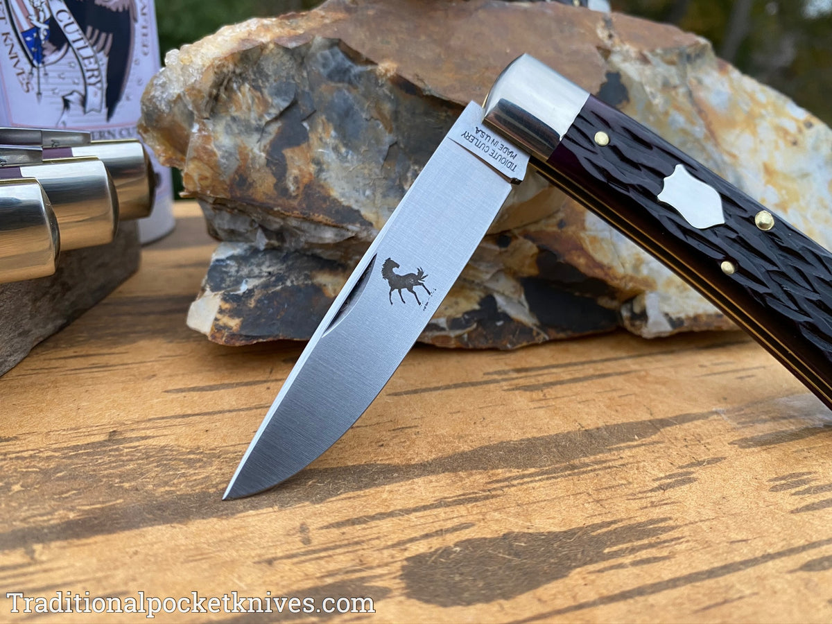 Great Eastern Cutlery #745120 Tidioute Cutlery Mustang Black Plum Jigged Bone