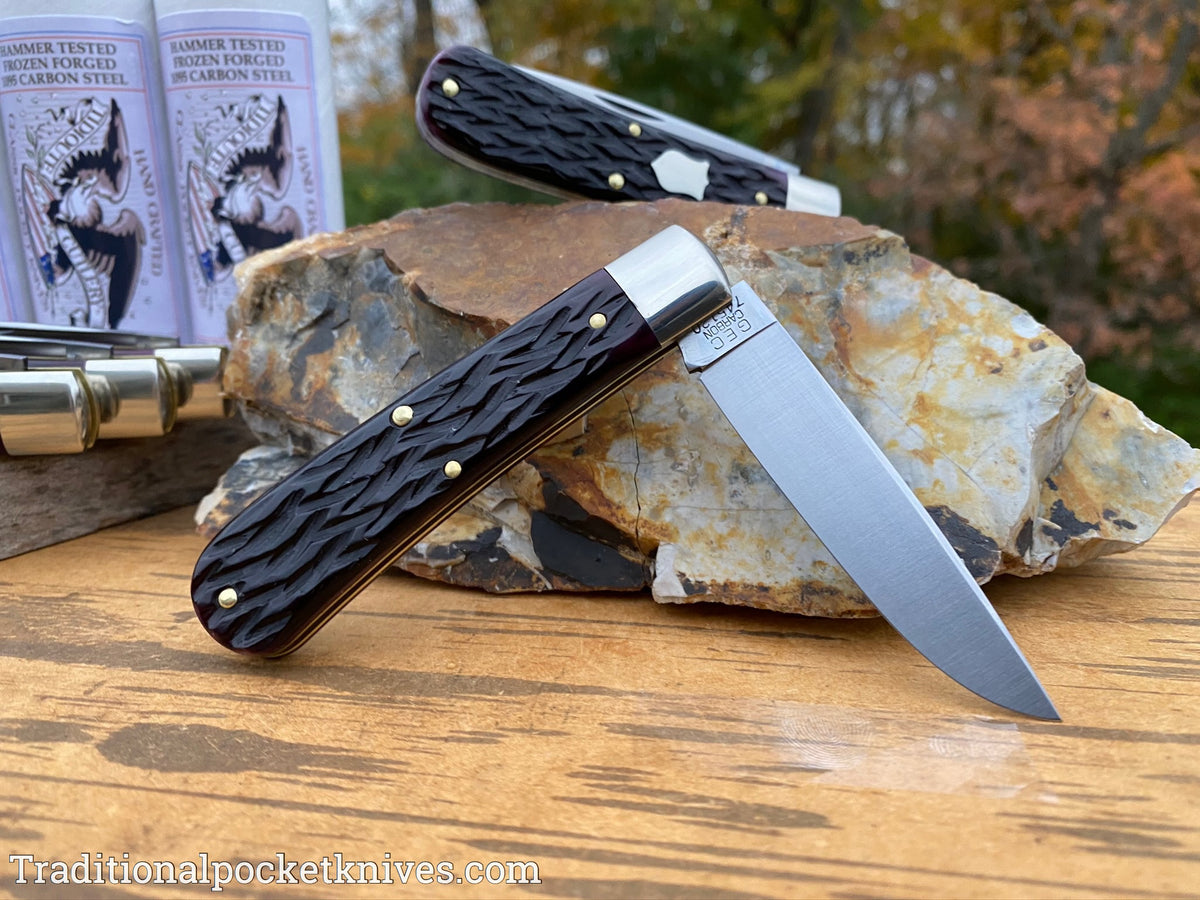 Great Eastern Cutlery #745120 Tidioute Cutlery Mustang Black Plum Jigged Bone