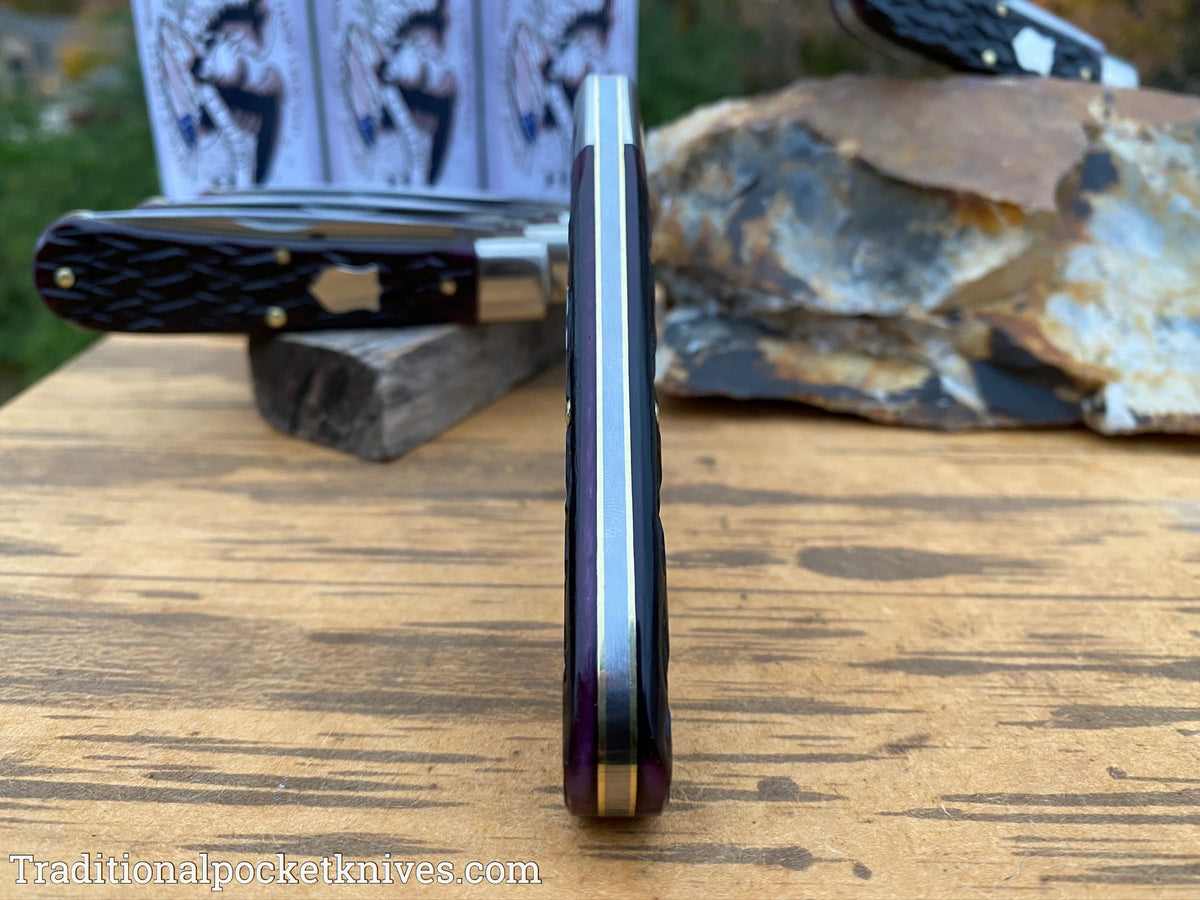 Great Eastern Cutlery #745120 Tidioute Cutlery Mustang Black Plum Jigged Bone