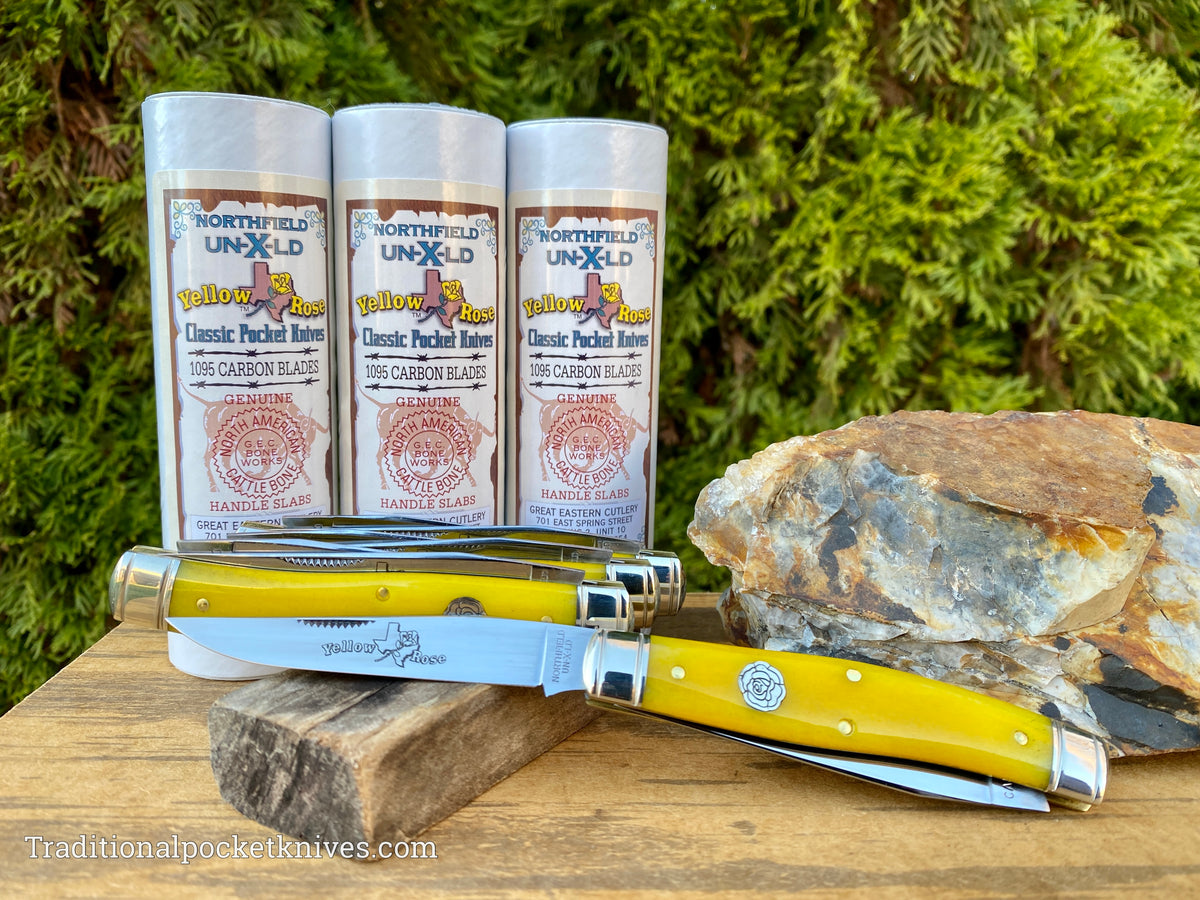 Great Eastern Cutlery #818222 Northfield UNXLD Coon Skinner Smooth Yellow Rose Bone