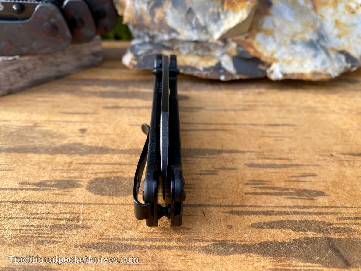 QSP Penguin Knife QS130-URD Shredded Red Carbon Fiber G10 D2 Steel