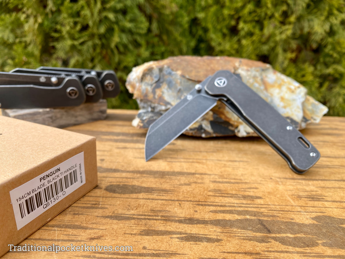 QSP Penguin Knife QS130-O Black Titanium 154CM