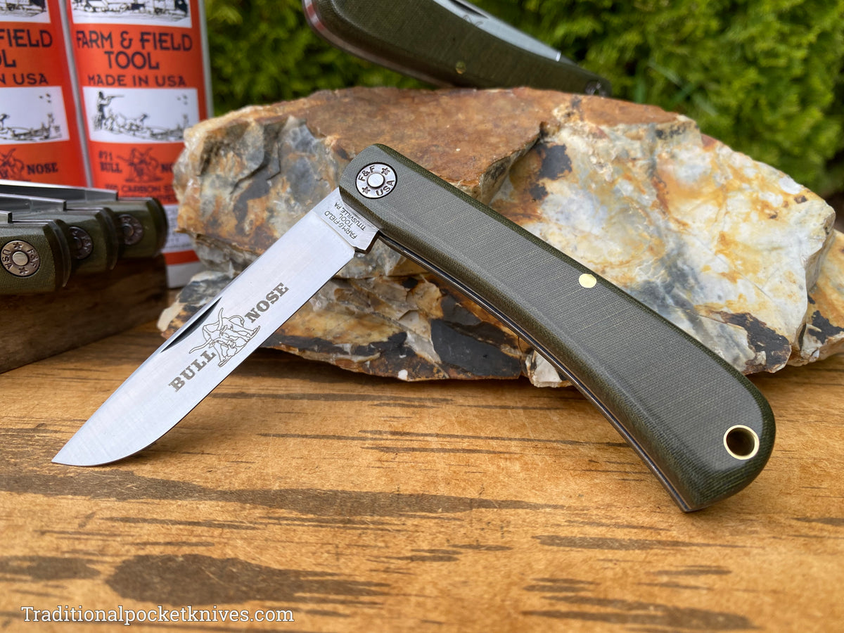 Great Eastern Cutlery #715121 Farm&amp;Field Tool Bull Nose Green Linen Micarta