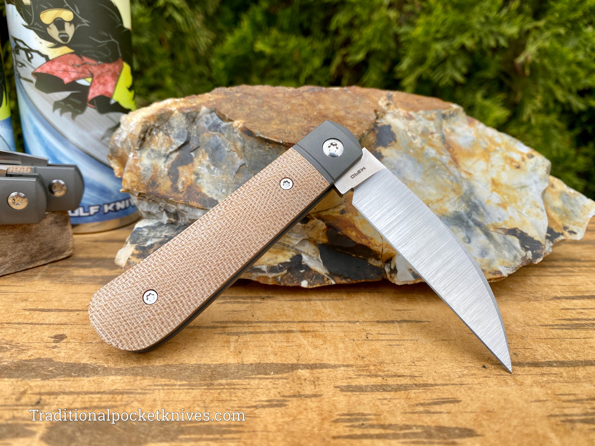 Jack Wolf Knives Laid Back Jack Natural Canvas Micarta