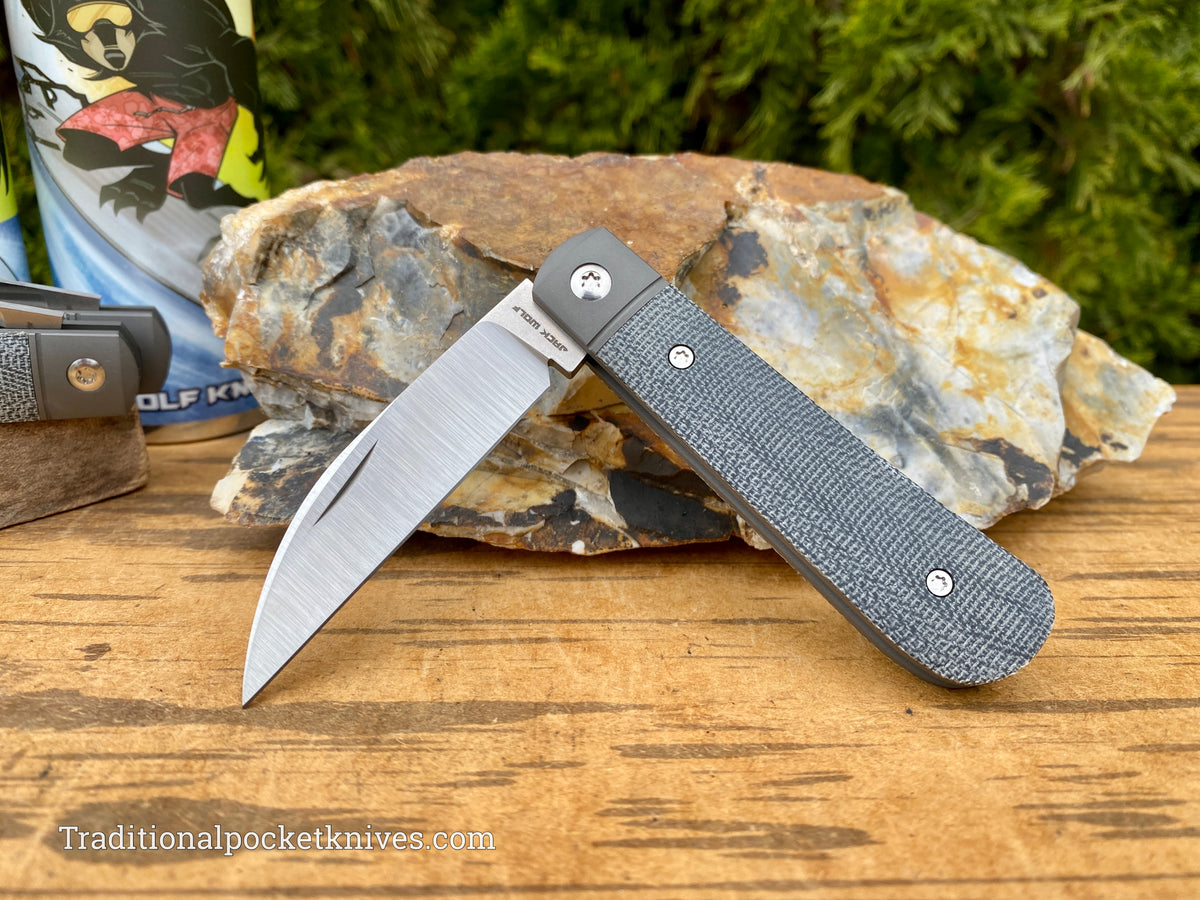 Jack Wolf Knives Laid Back Jack Black Canvas Micarta