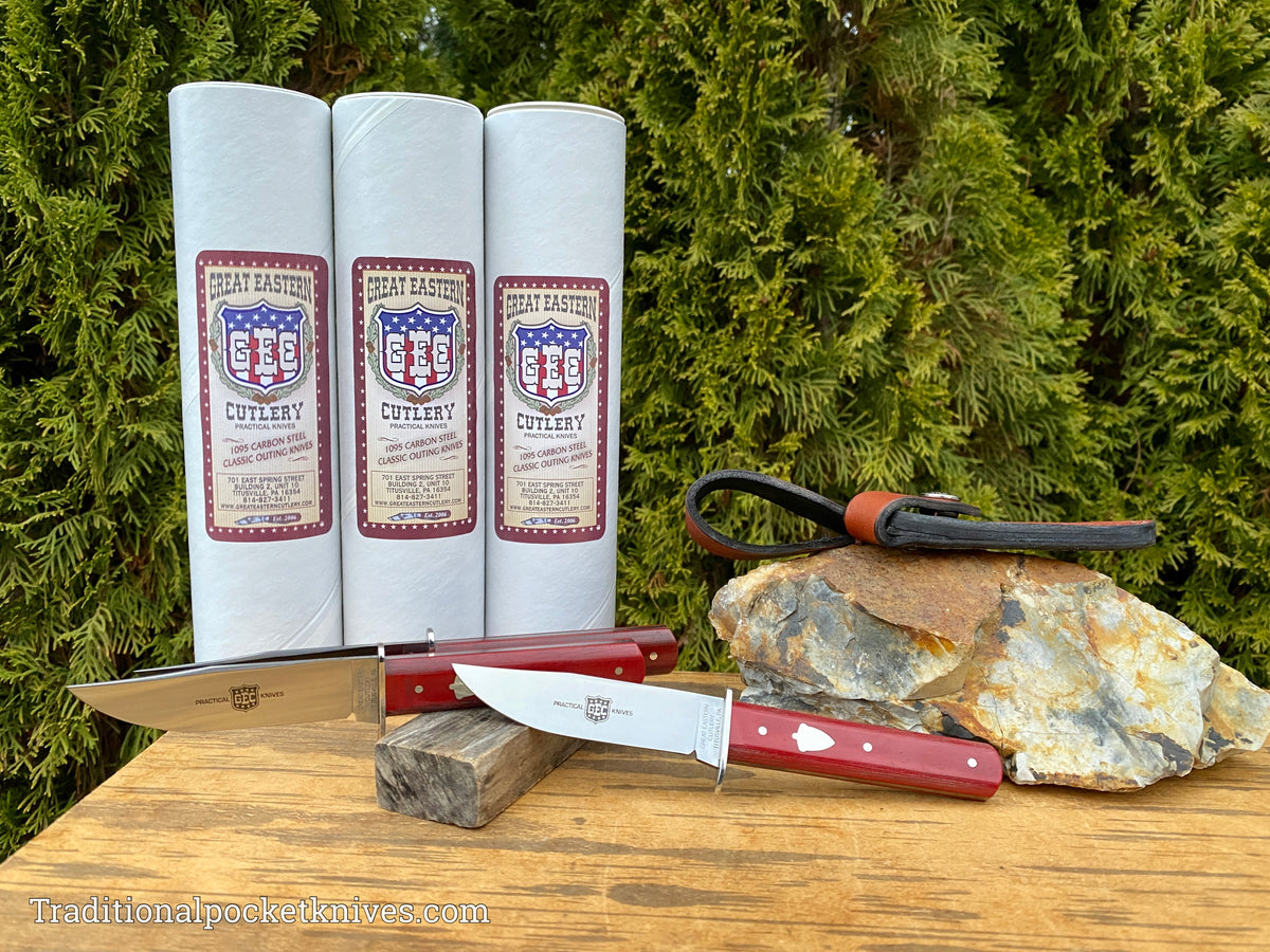 Great Eastern Cutlery #H10121 Hunter Red Linen Micarta w/ Sheath
