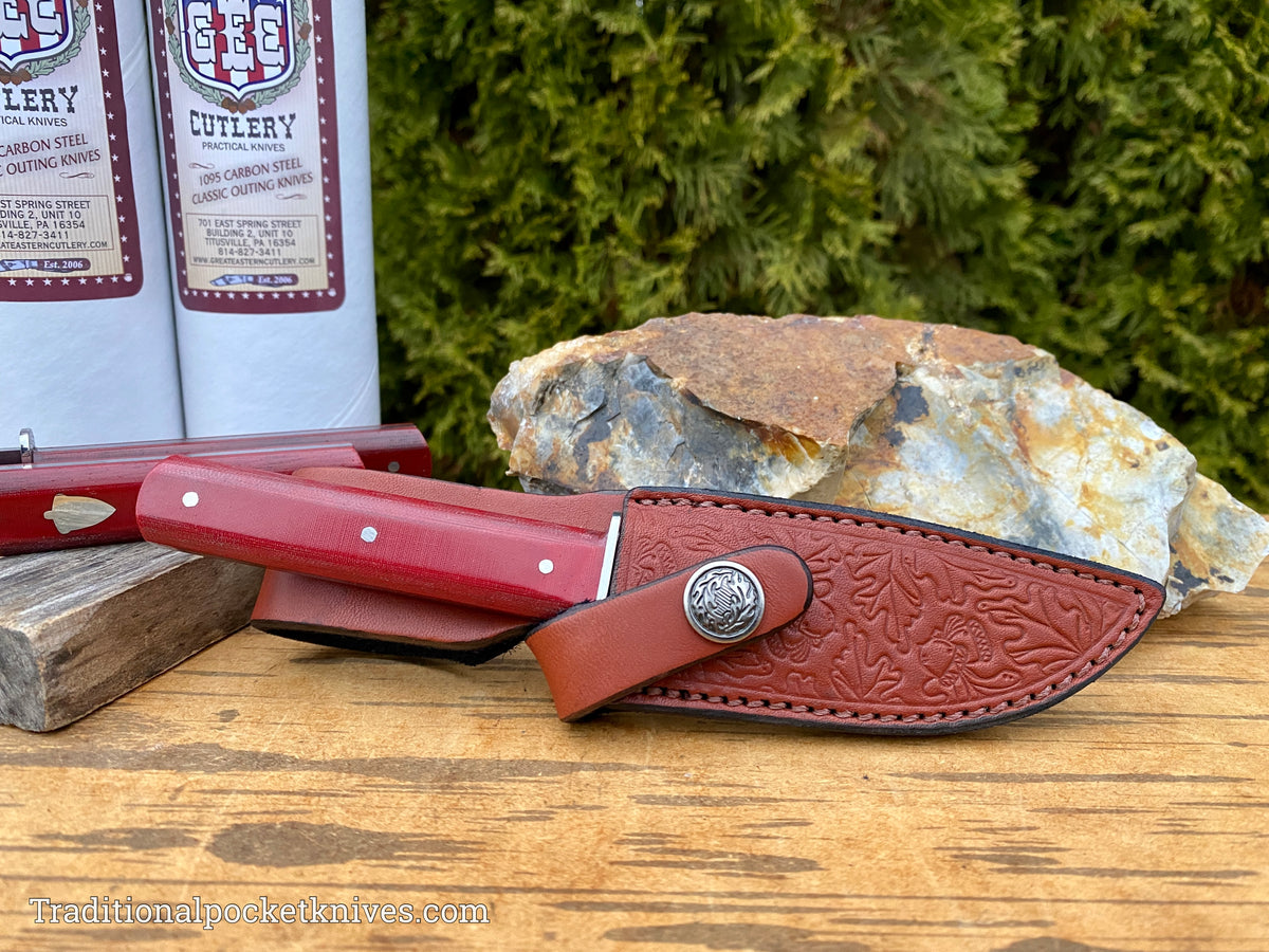 Great Eastern Cutlery #H10121 Hunter Red Linen Micarta w/ Sheath
