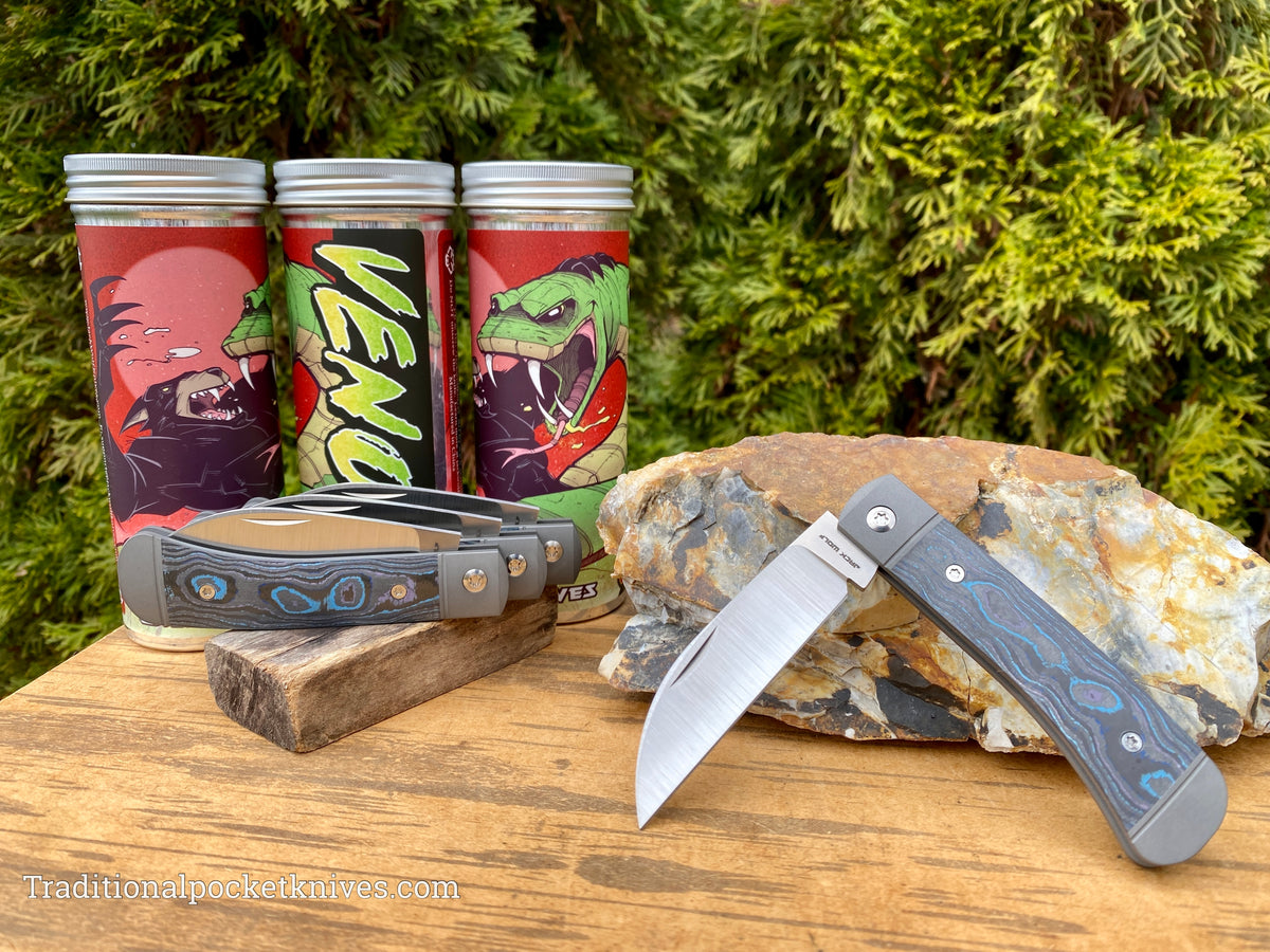 Jack Wolf Knives Venom Jack CamoCarbon Timascus